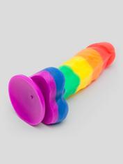 Gode ventouse réaliste vibrant testicules silicone Rainbow 13 cm, Bigarré, hi-res