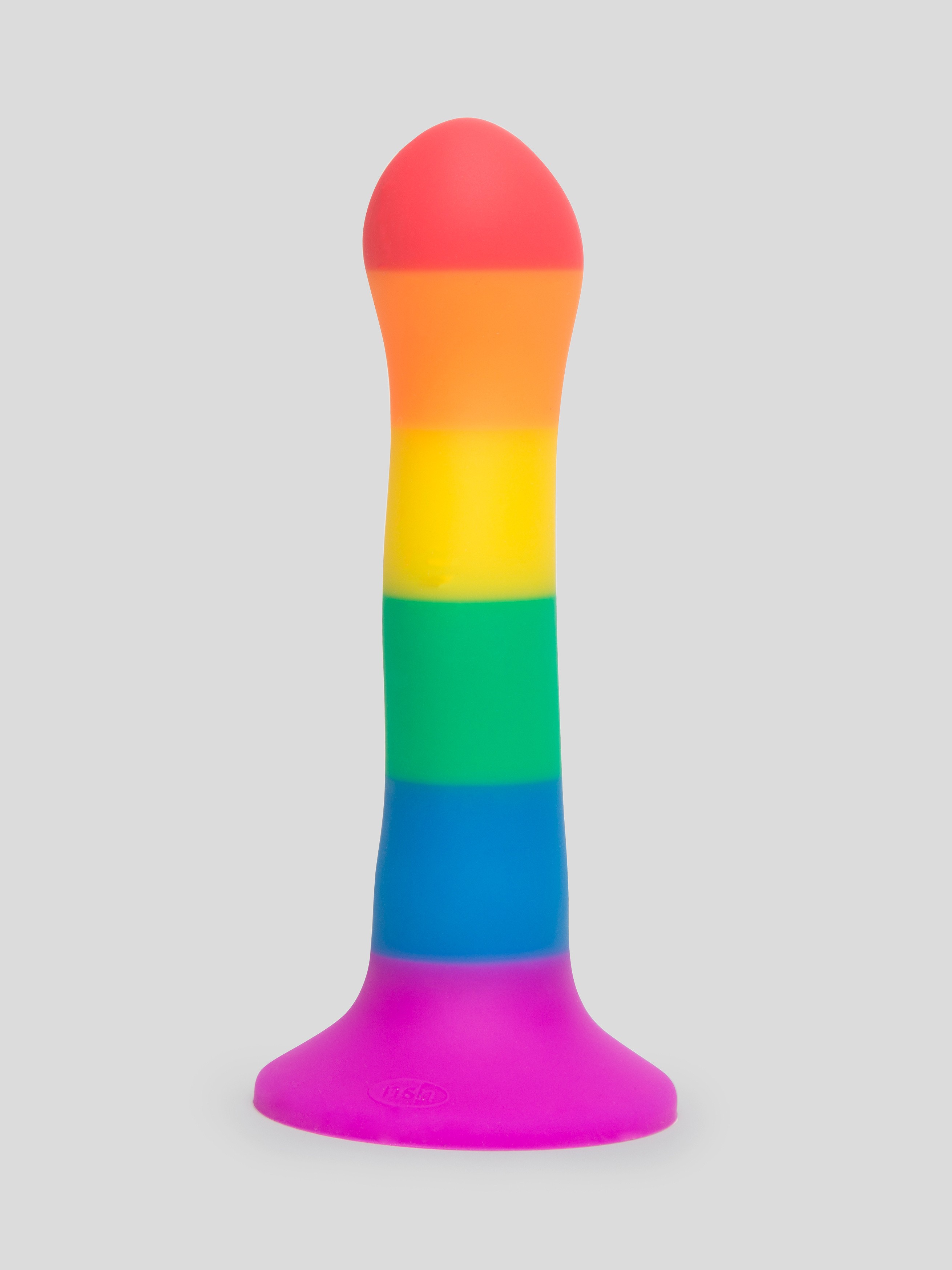 Rainbow Silicone Curved Suction Cup Dildo 6 Inch, Rainbow, hi-res