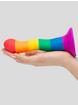 Rainbow Silicone Curved Suction Cup Dildo 6 Inch, Rainbow, hi-res
