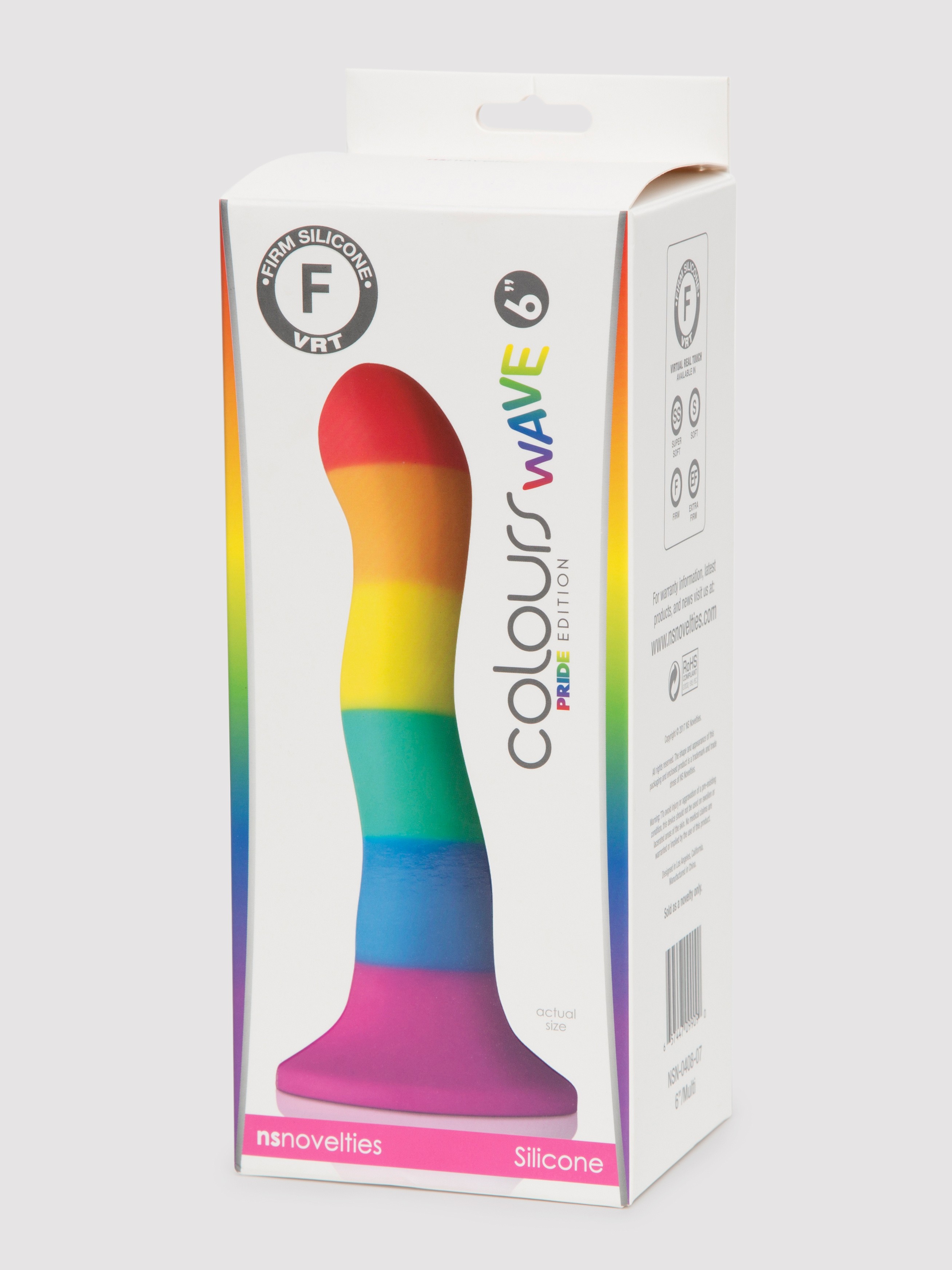 Rainbow Silicone Curved Suction Cup Dildo 6 Inch, Rainbow, hi-res