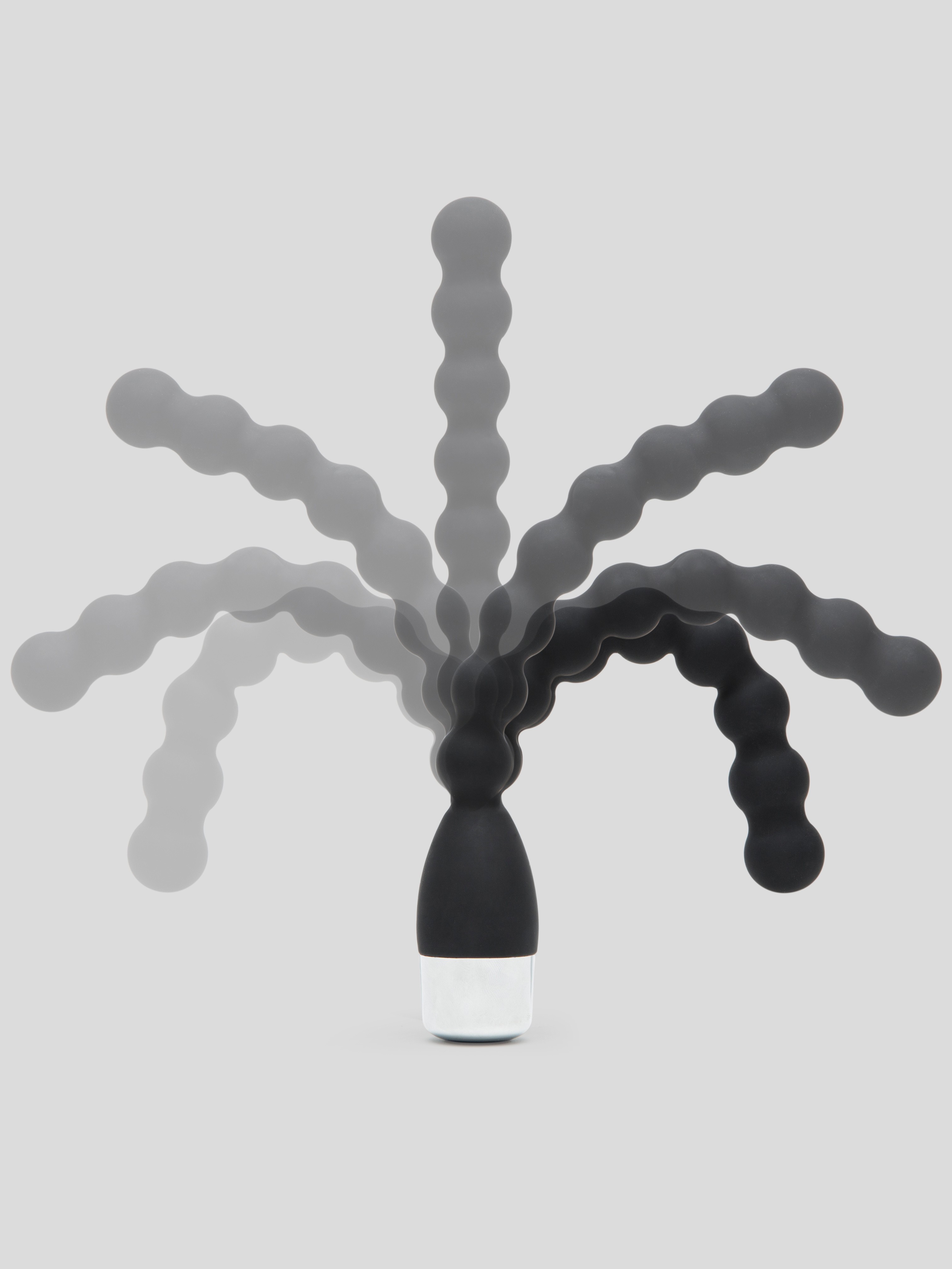 10 Function Extra Quiet Posable Silicone Anal Beads, Black, hi-res