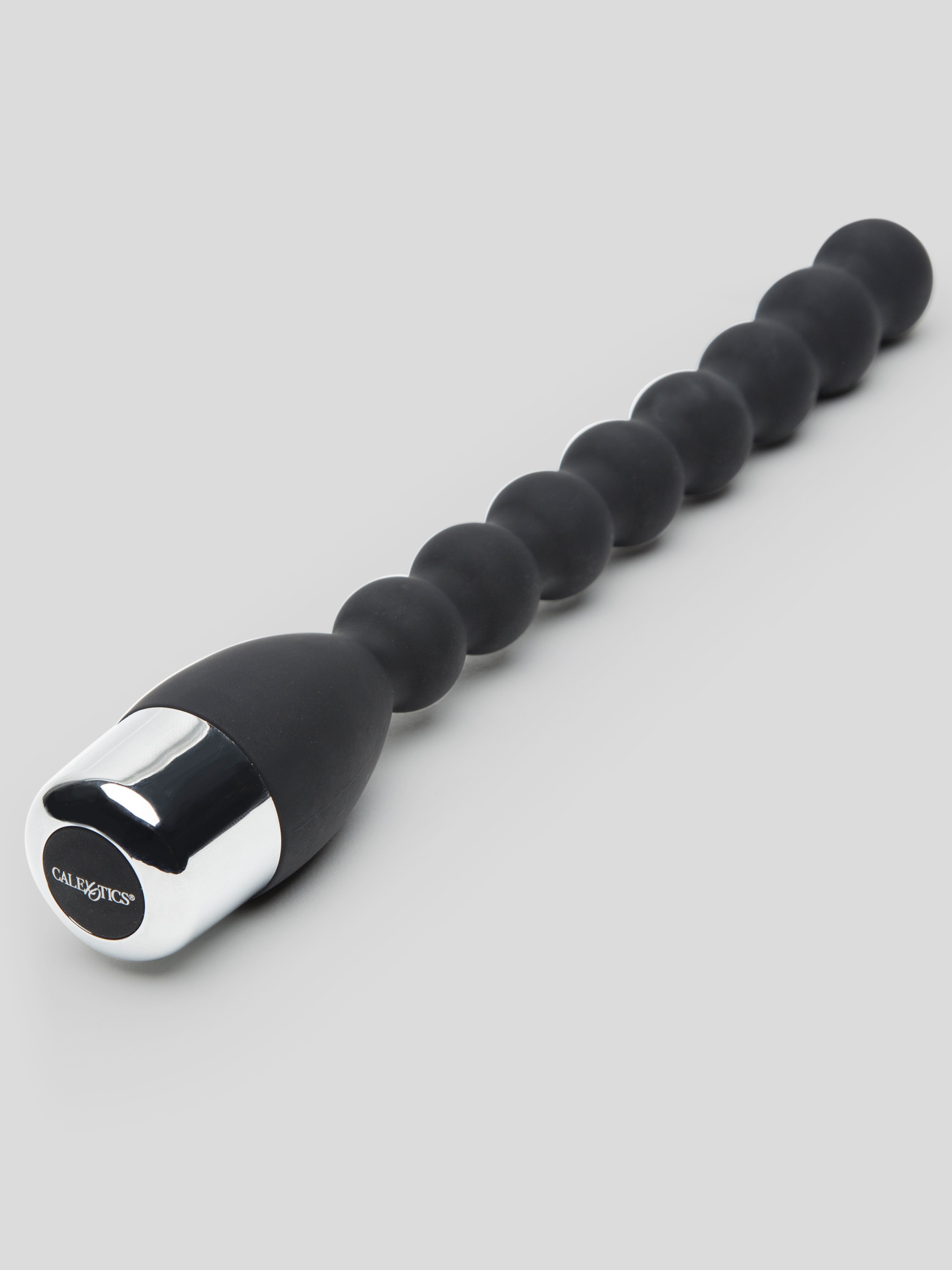 10 Function Extra Quiet Posable Silicone Anal Beads, Black, hi-res
