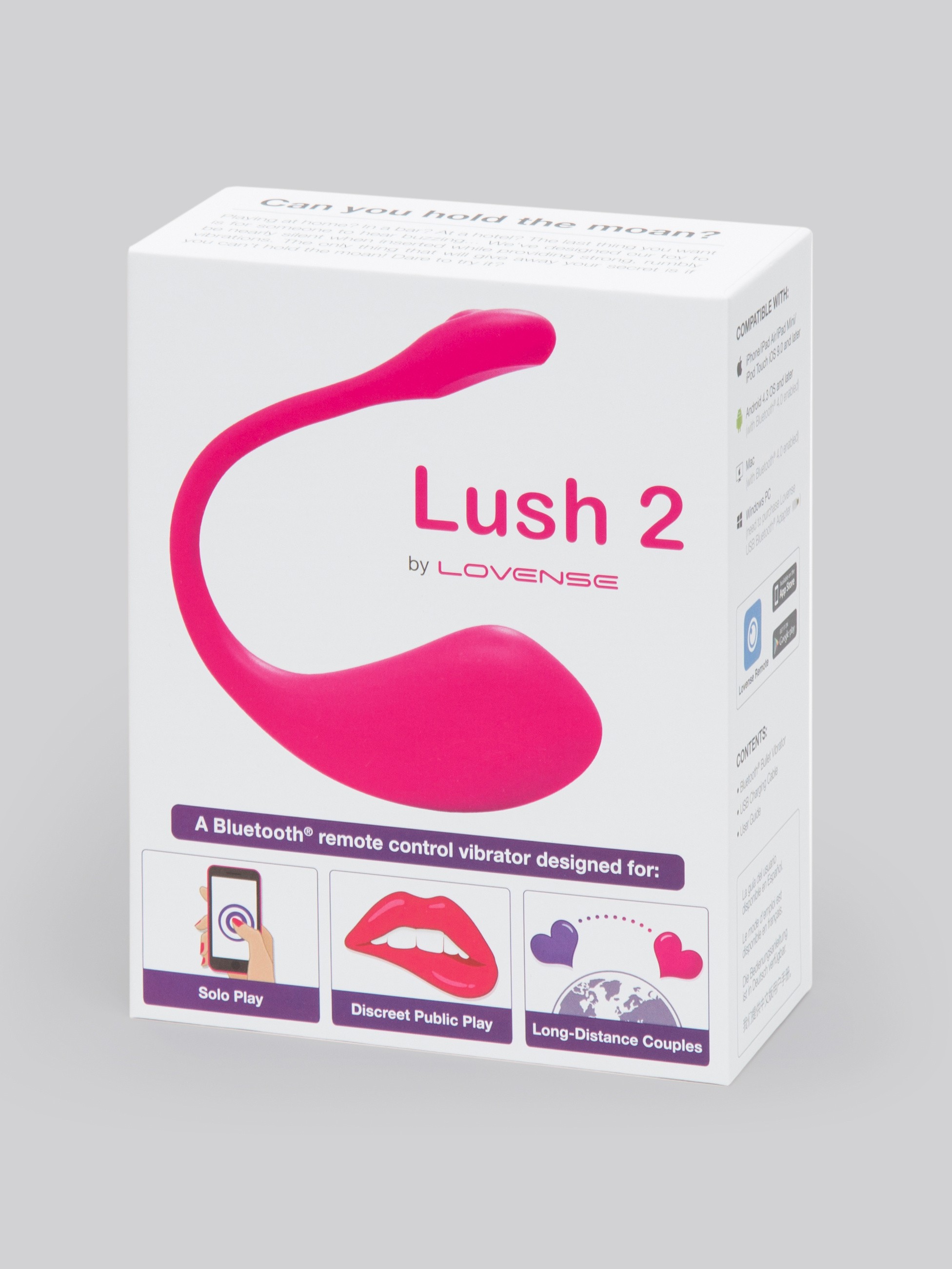 Lovense Lush 2 App Controlled Rechargeable Love Egg Vibrator, Purple, hi-res