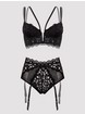 Ensemble string soutien-gorge demi-corset dentelle Parisienne noir, Lovehoney, Noir, hi-res