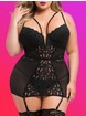 Lovehoney Parisienne Black Lace Plunge Chemise, Black, hi-res