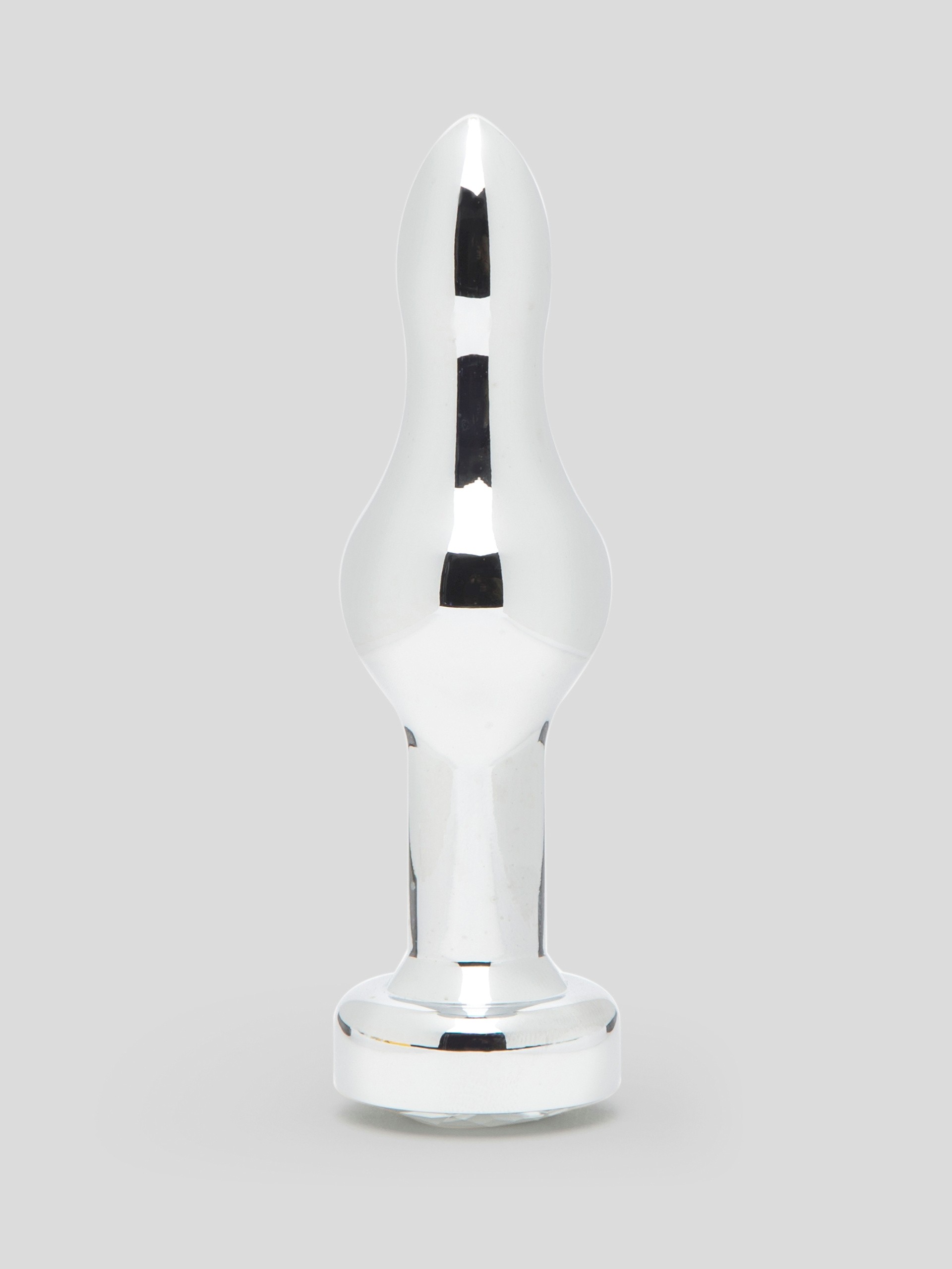 LuxGem Tapered Metal Jewelled Butt Plug 3.5 Inch, Silver, hi-res