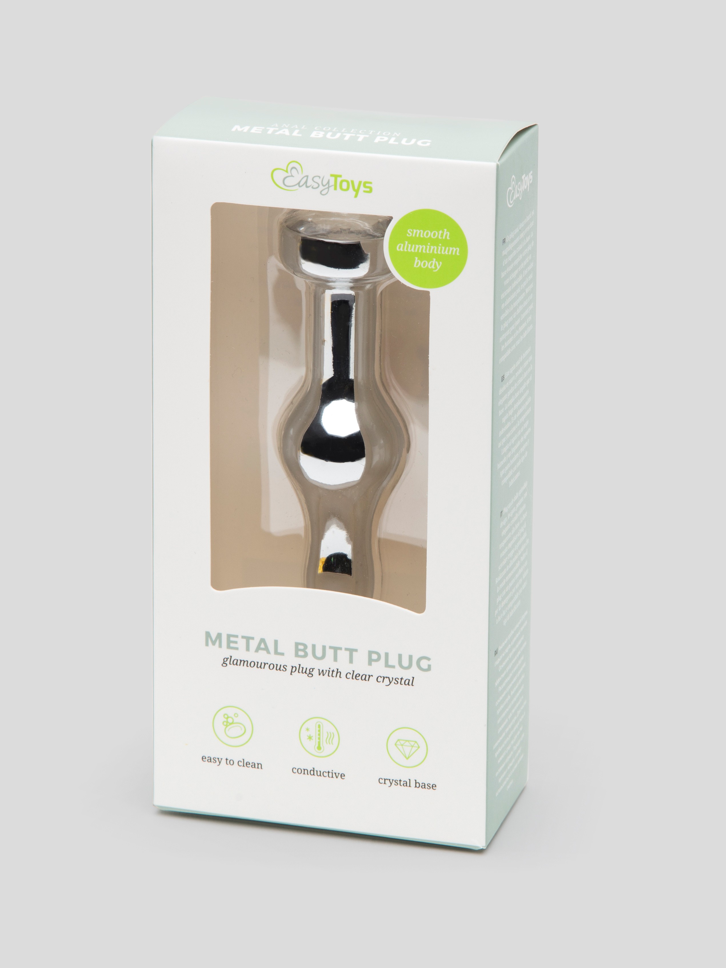 LuxGem Tapered Metal Jewelled Butt Plug 3.5 Inch, Silver, hi-res