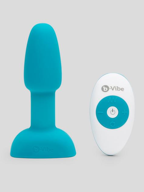 b-Vibe Remote Control Rechargeable Vibrating Rimming Butt Plug, Blue, hi-res