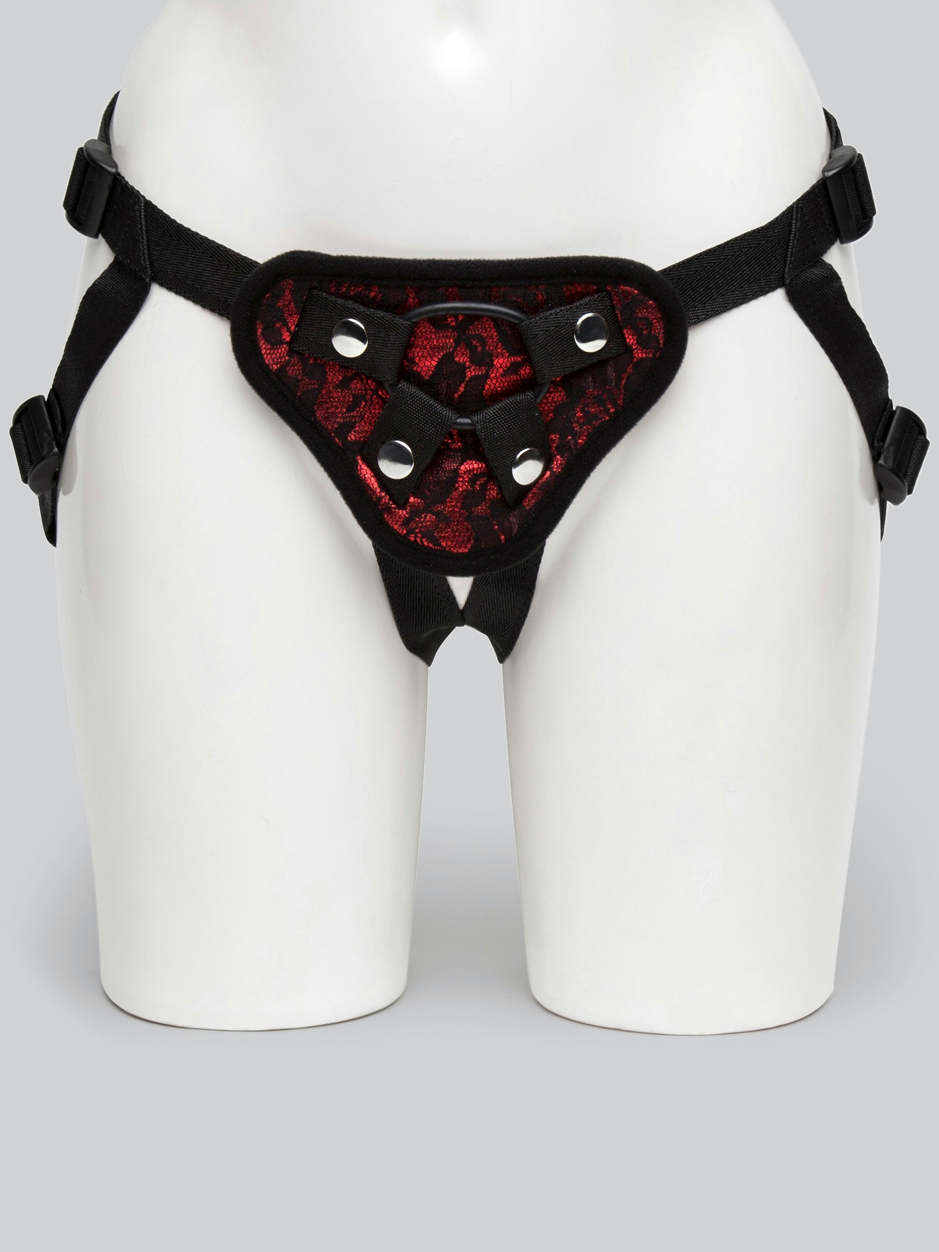 Bondage Boutique Lace Strap-On Harness, Red, hi-res