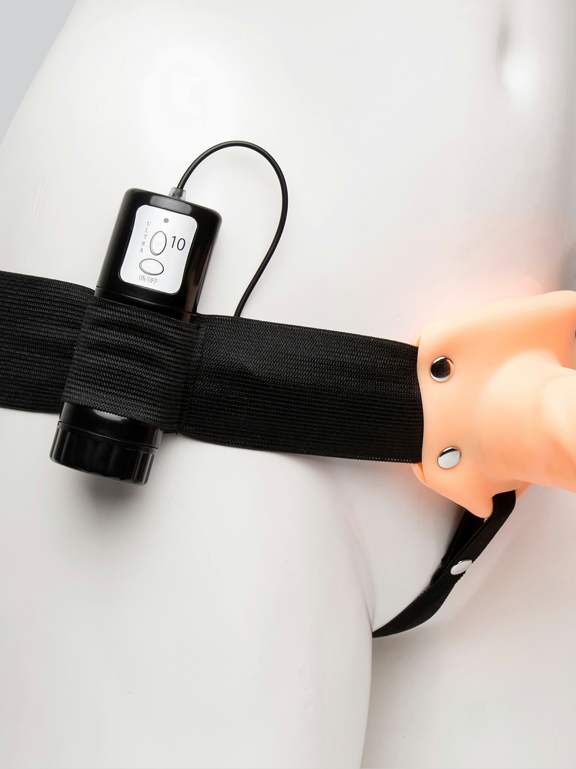 Lovehoney Perfect Partner Unisex Hollow Vibrating Strap-On 8 Inch, Flesh Pink, hi-res