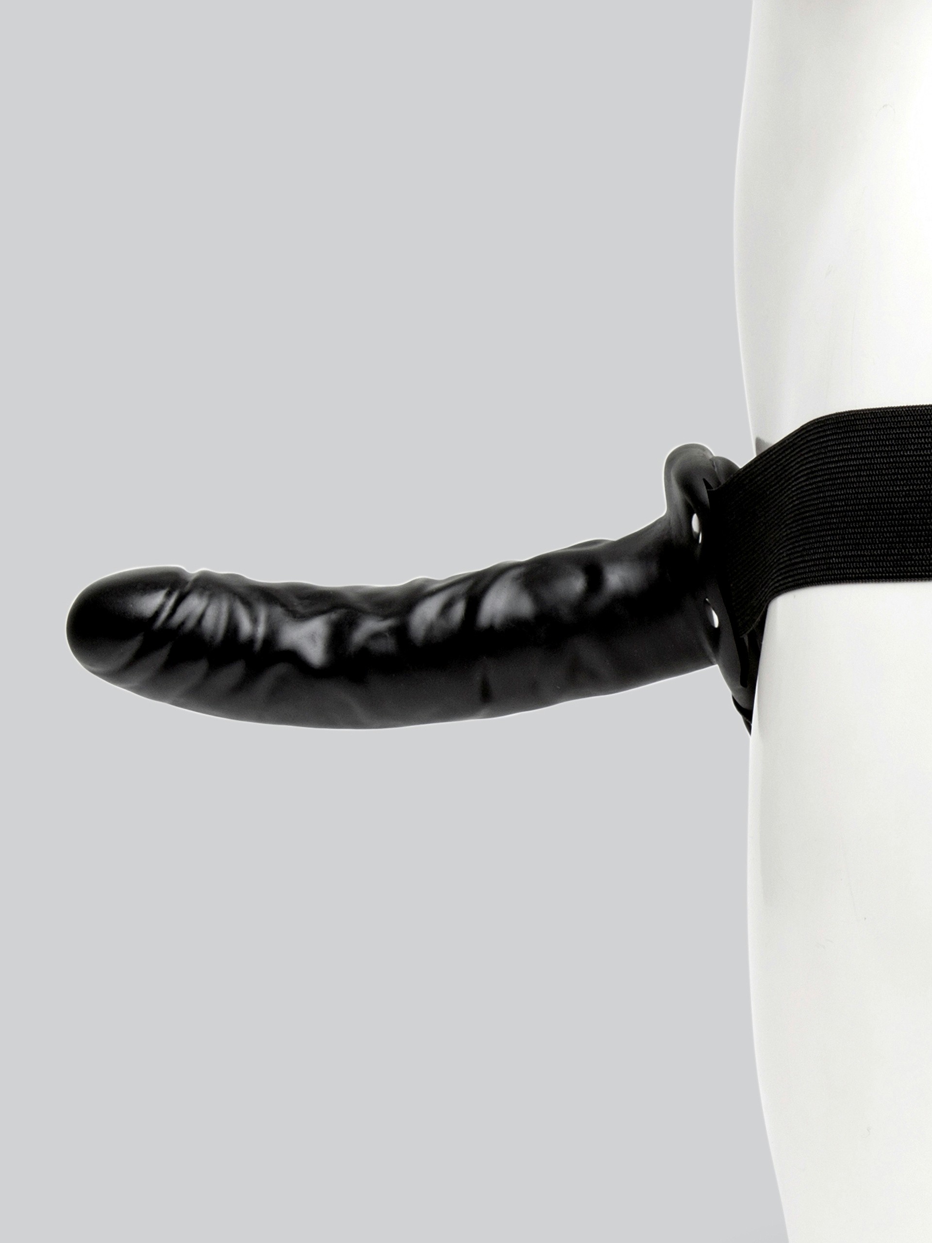 Lovehoney Perfect Partner Unisex Hollow Vibrating Strap-On 8 Inch, Black, hi-res