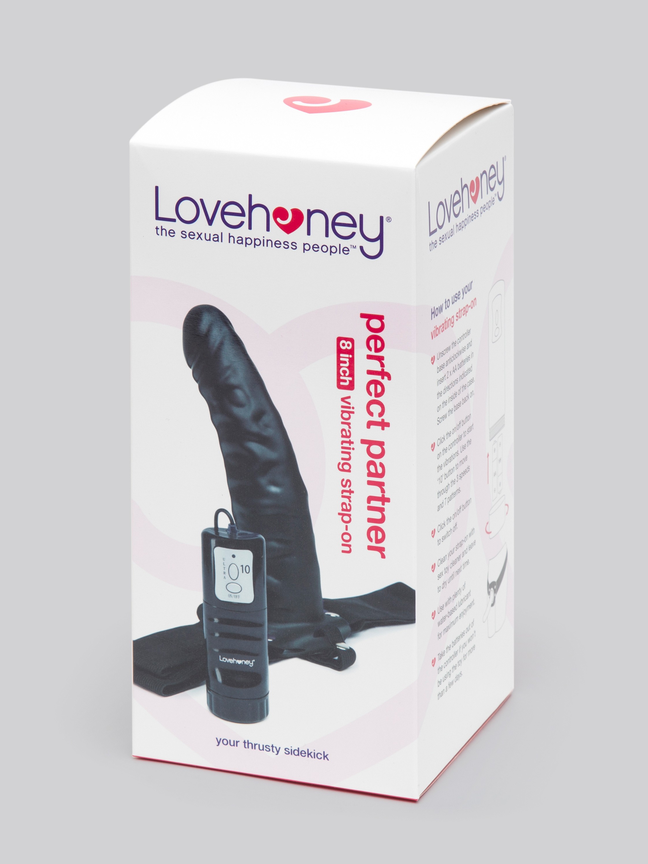 Lovehoney Perfect Partner Unisex Hollow Vibrating Strap-On 8 Inch, Black, hi-res