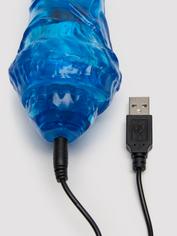 Consolador Vibrador Realista Fino y Recargable USB con 2 Motores 23cm, Azul, hi-res
