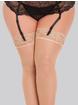 Lovehoney Sheer Black Lace Top Thigh-High Stockings, Beige, hi-res