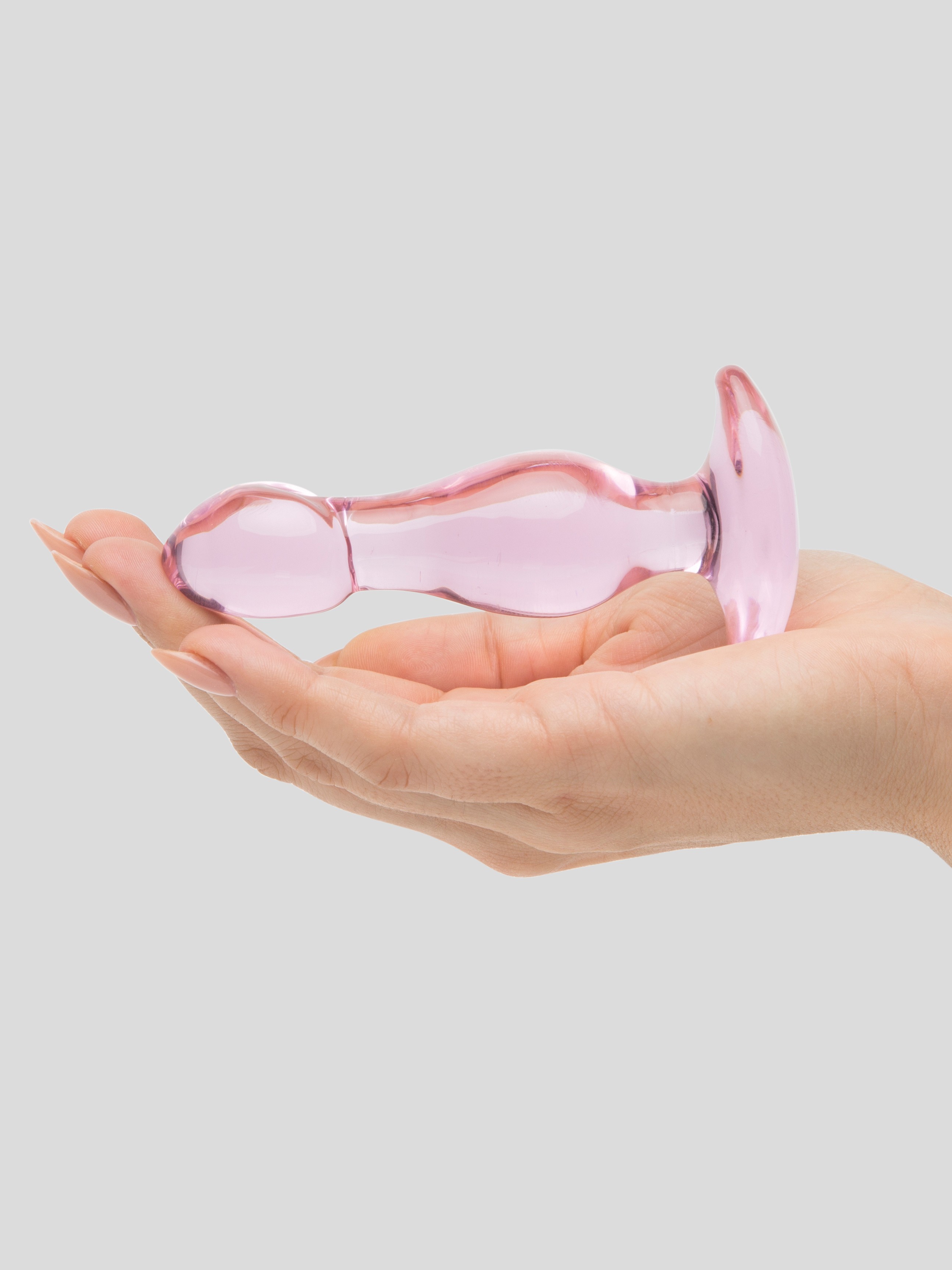 Icicles No 73 Mini Realistic Dildo Glass Butt Plug, Pink, hi-res