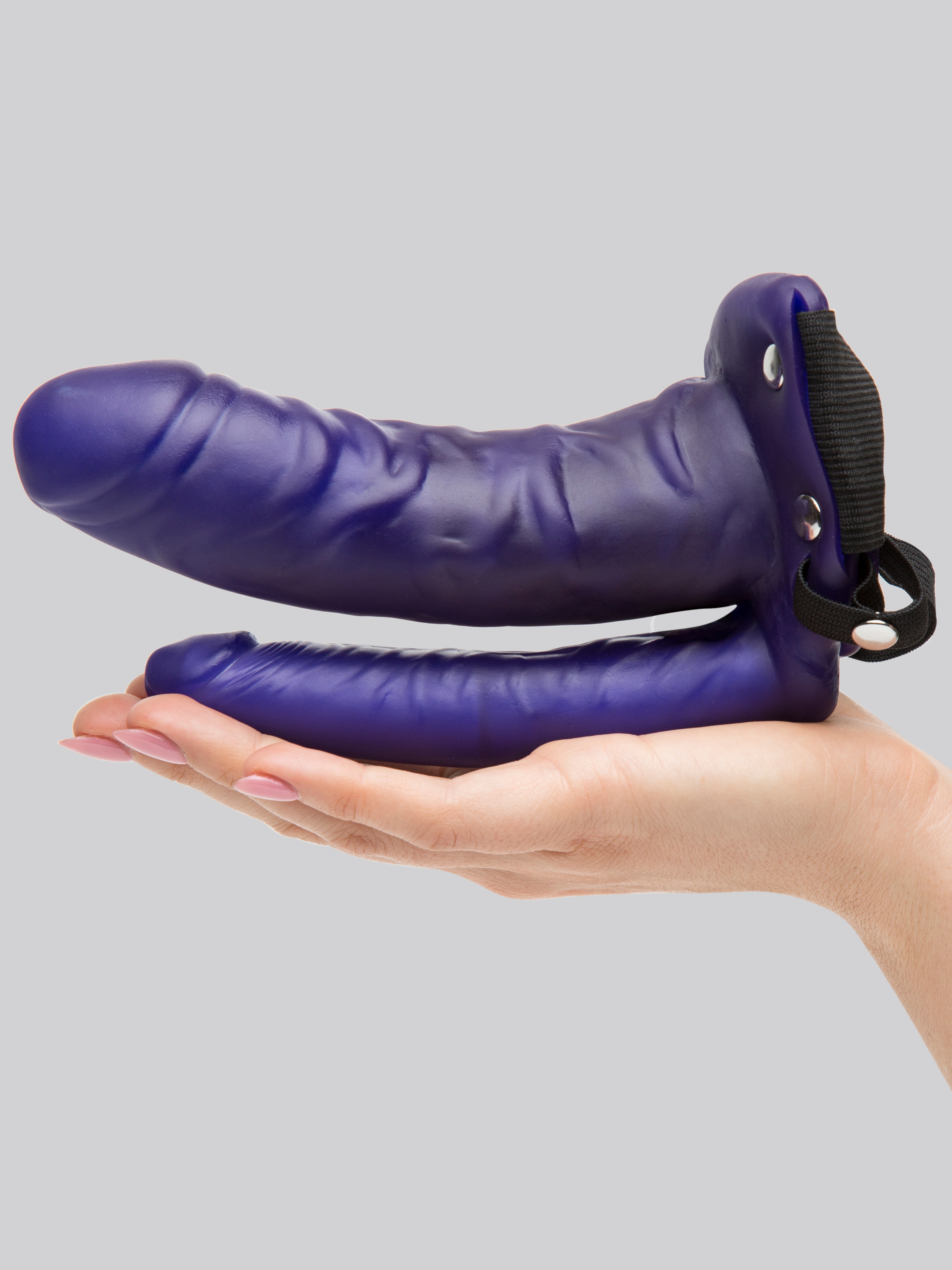 Lovehoney Perfect Partner Unisex Hollow Double Strap-On 6 Inch, Purple, hi-res
