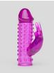 BASICS Vibrating Penis Sleeve with Clitoral Rabbit Vibrator, Purple, hi-res