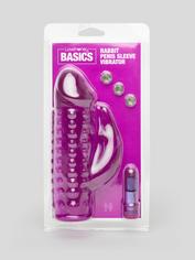 BASICS Vibrating Penis Sleeve with Clitoral Rabbit Vibrator, Purple, hi-res