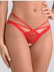 Lovehoney Black Crotchless Strappy Lace Thong, Red, hi-res