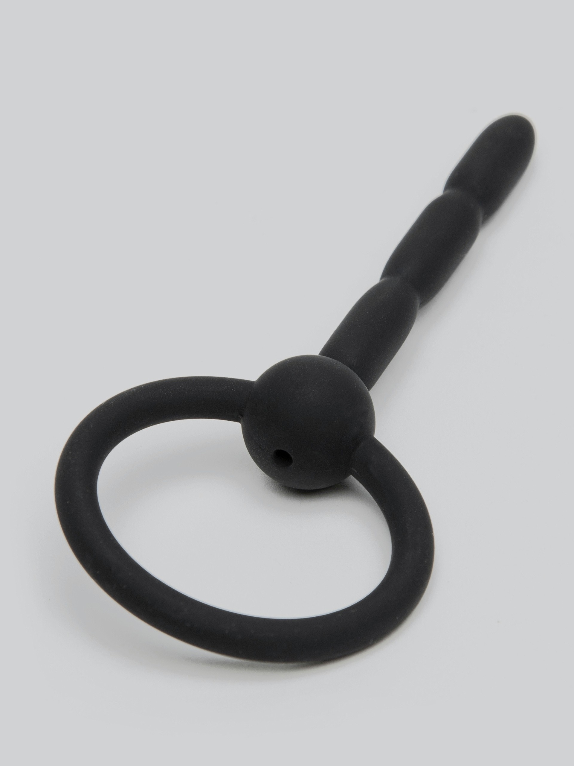 SINNER 7mm Ribbed Silicone Hollow Penis Plug, Black, hi-res