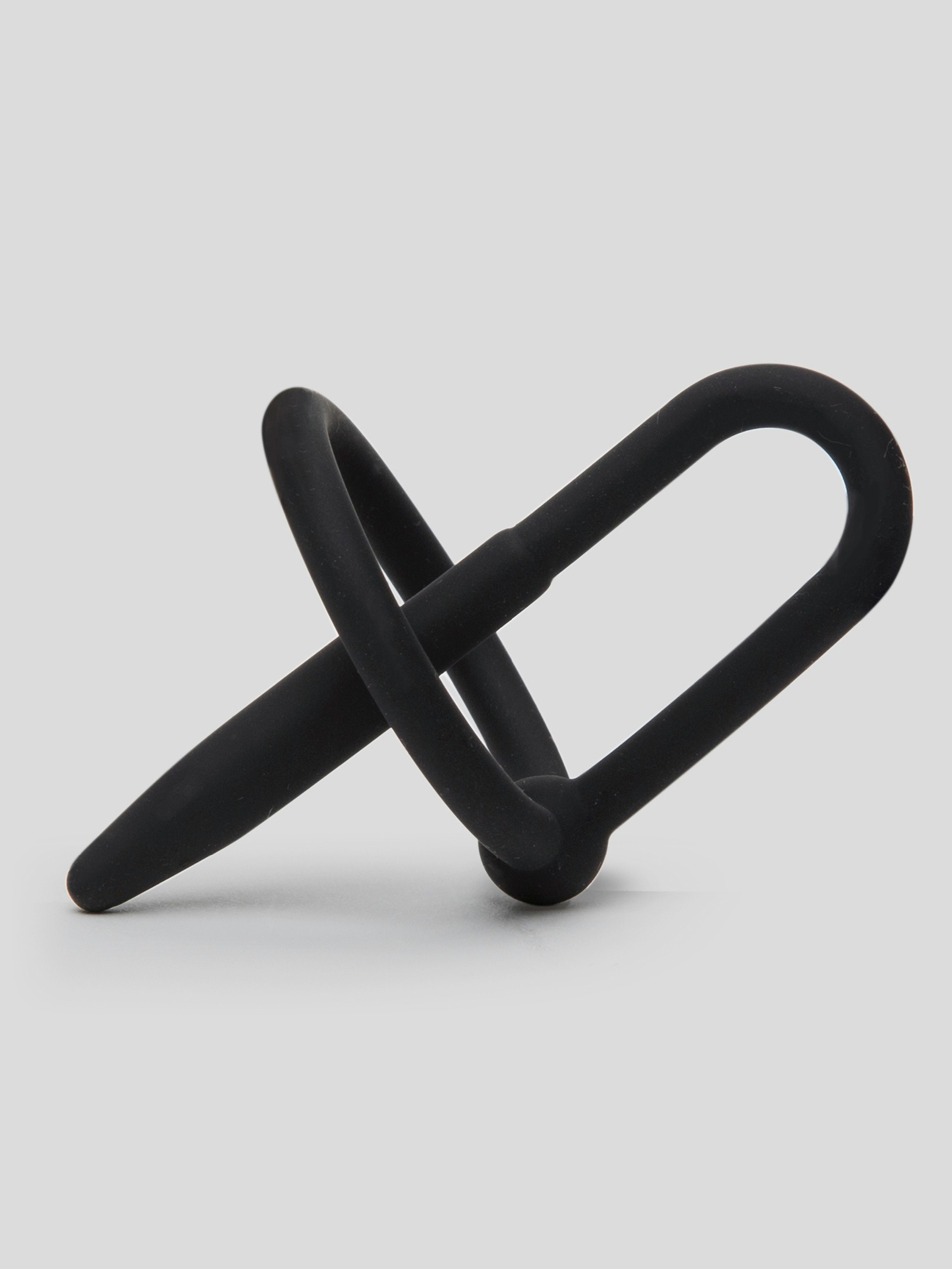 Titus Silicone Penis Plug with Glans Ring, Black, hi-res