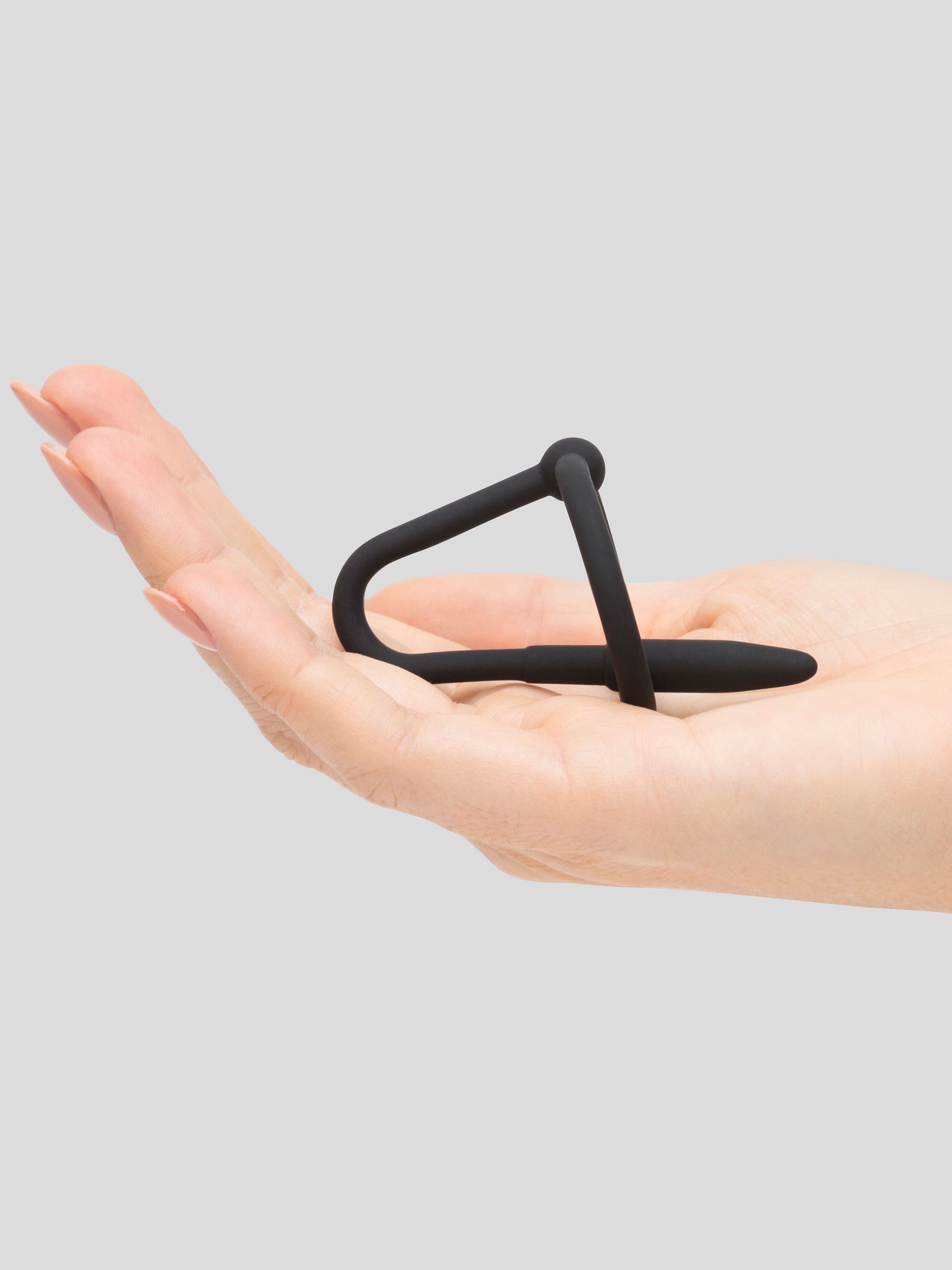 Titus Silicone Penis Plug with Glans Ring, Black, hi-res