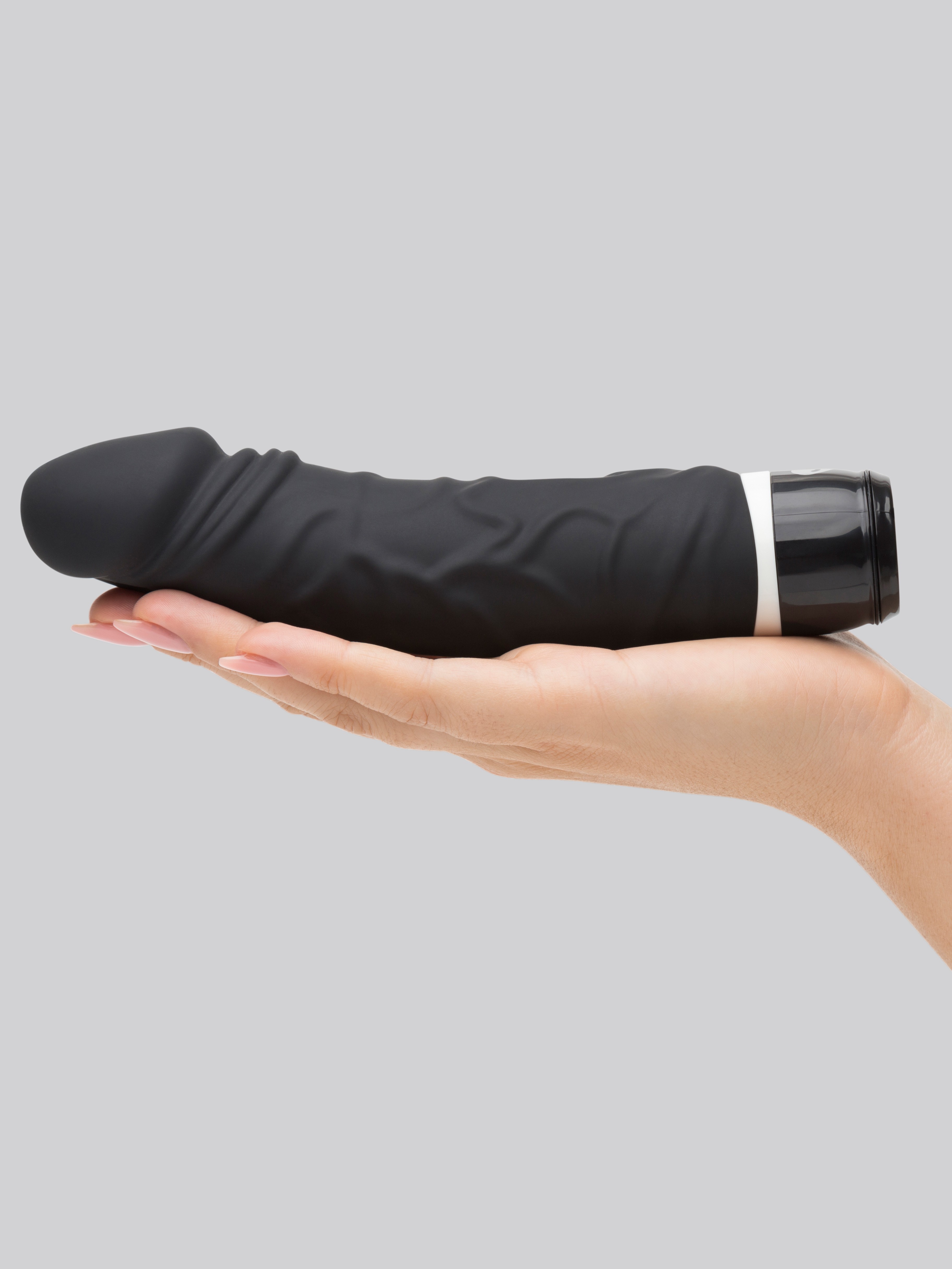 Lovehoney Silicone 7 Function Girthy Realistic Dildo Vibrator 6.5 Inch, Black, hi-res