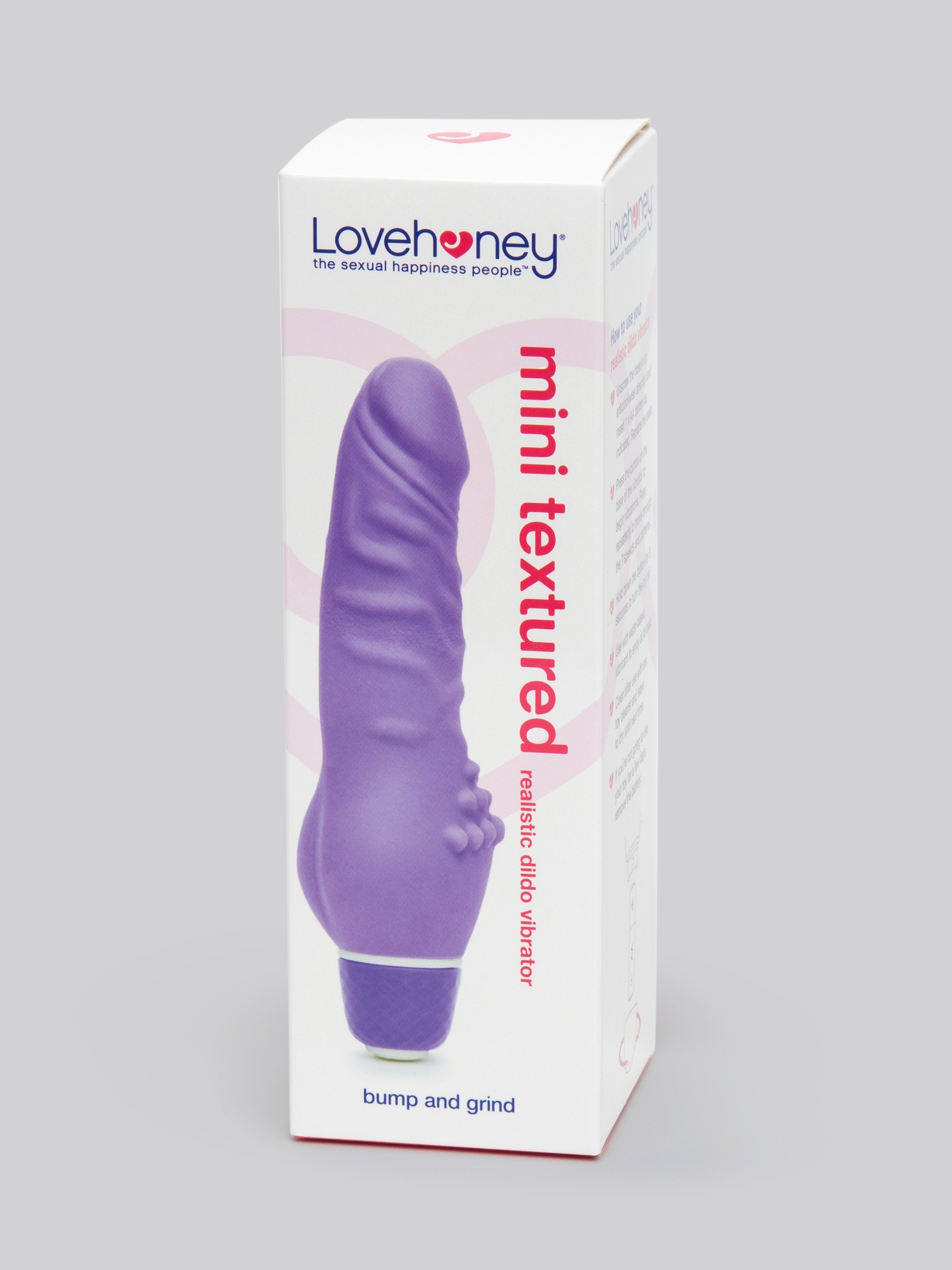 Lovehoney Silicone 7 Function Mini Textured Realistic Dildo Vibrator 4 Inch, Purple, hi-res
