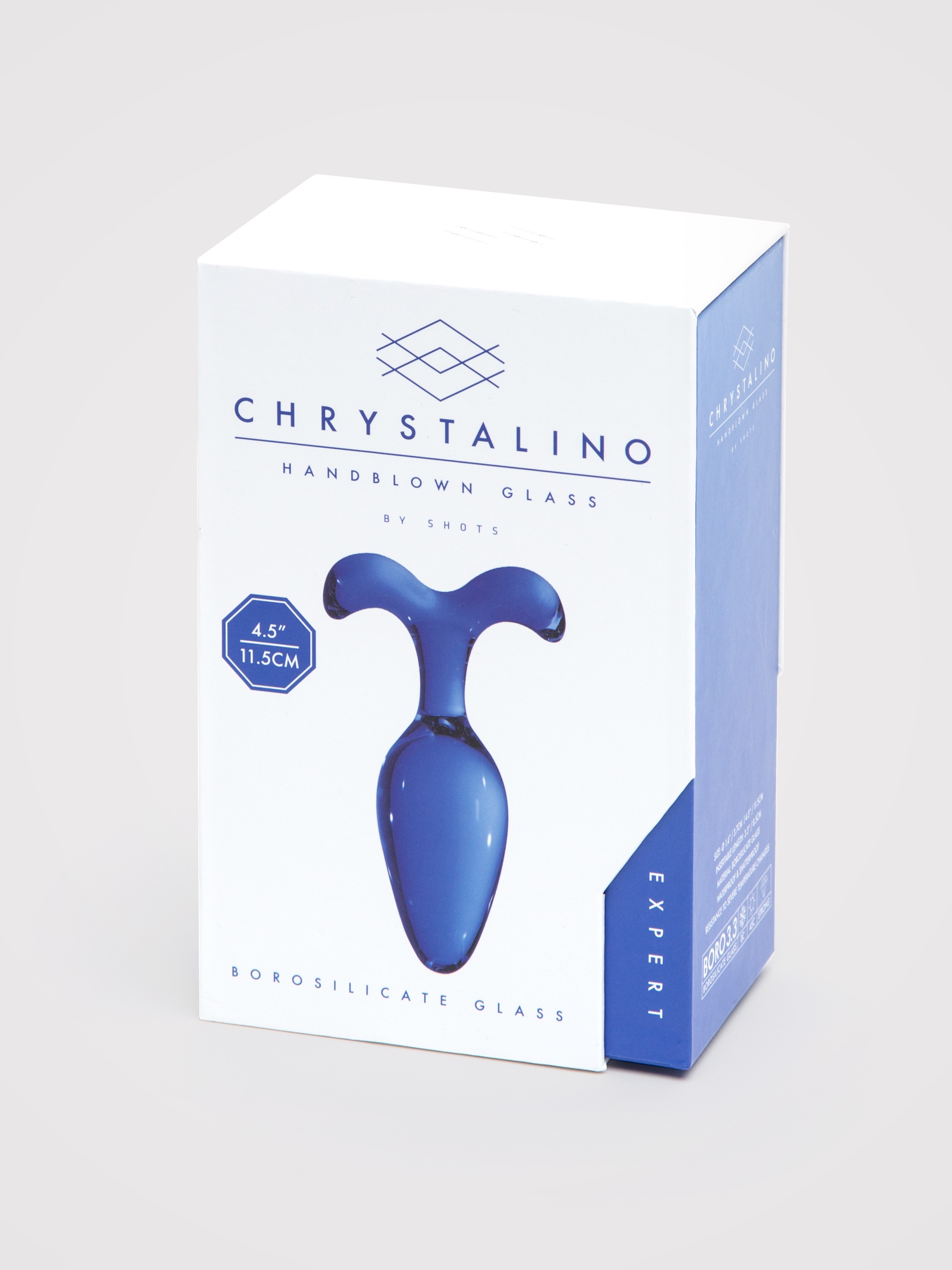 Chrystalino Expert Glass Butt Plug 4 Inch, Blue, hi-res