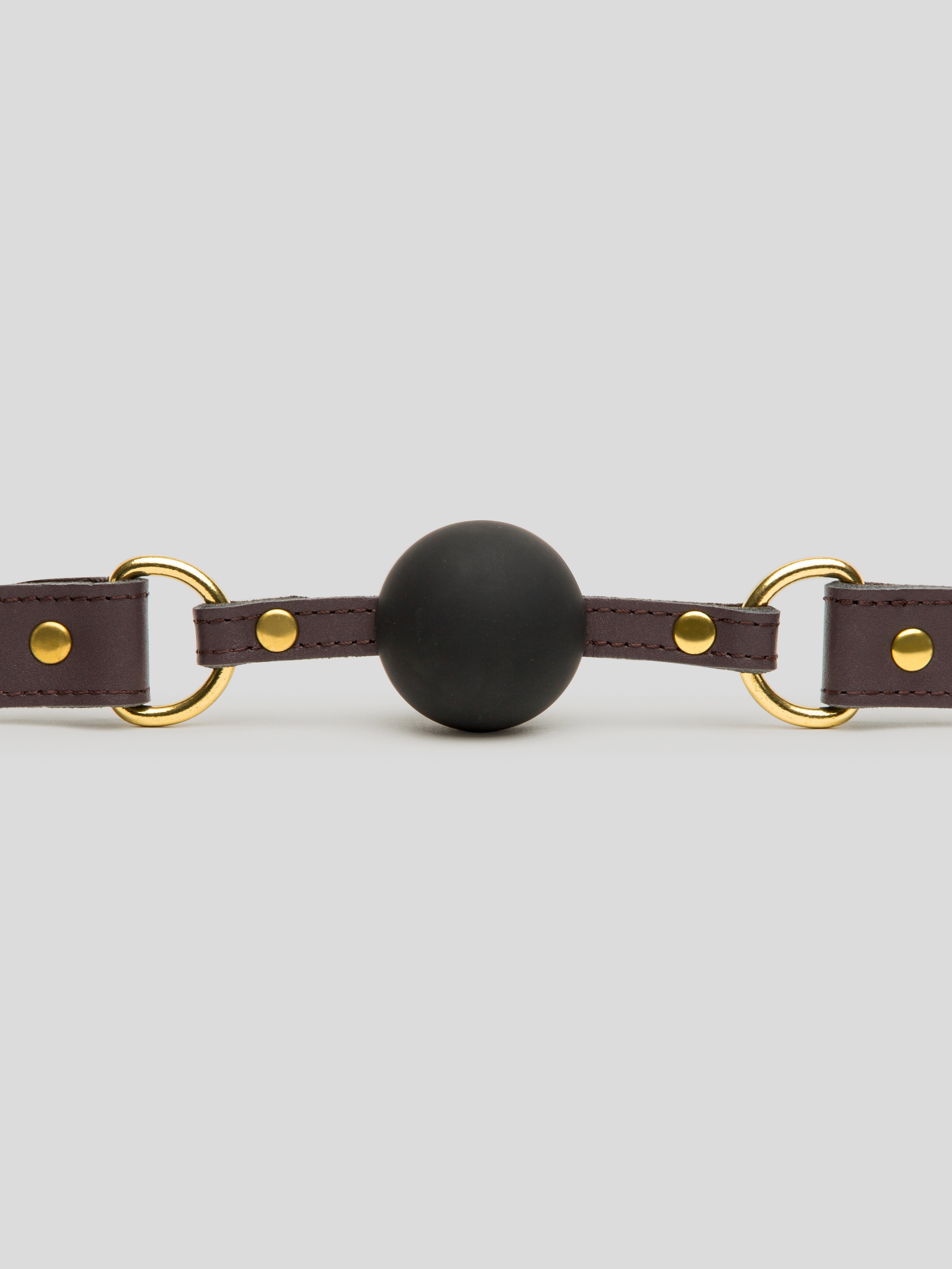 Coco de Mer Brown Leather Ball Gag, Brown, hi-res