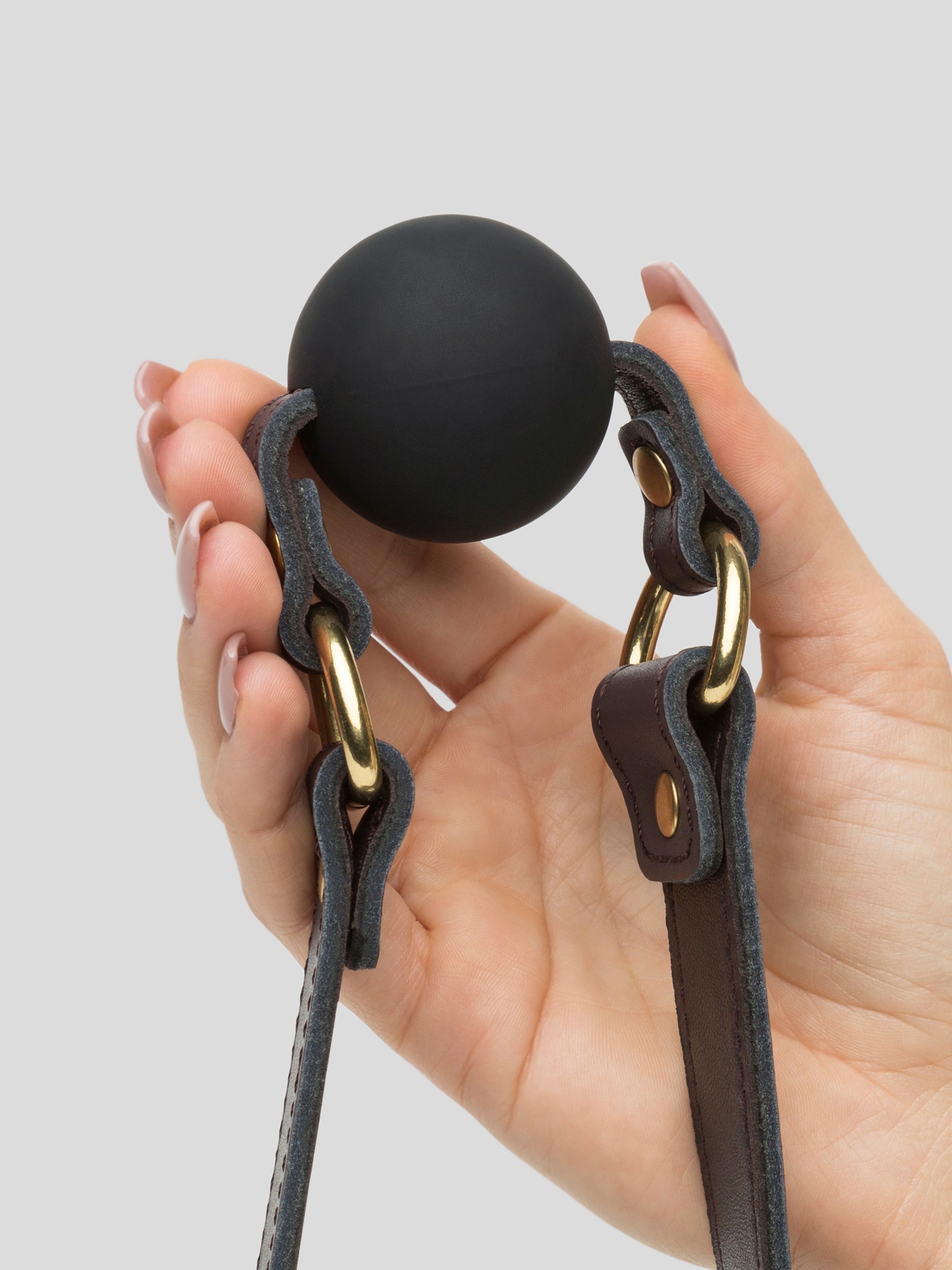 Coco de Mer Brown Leather Ball Gag, Brown, hi-res