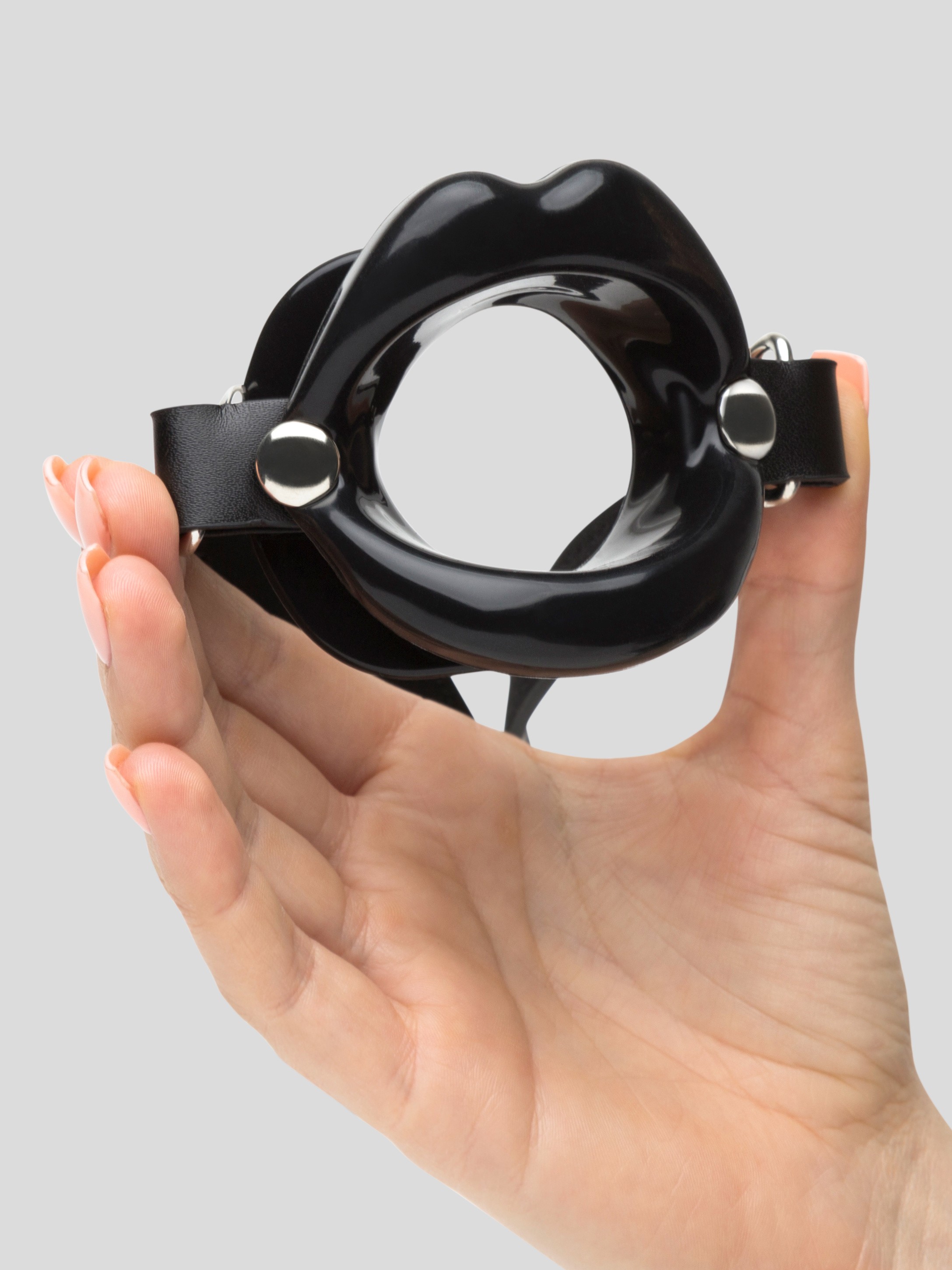 DOMINIX Deluxe Silicone Open Mouth Lip Gag 1.5-Inches Diameter, Black, hi-res