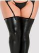 Lovehoney FiercePlus Size Black Wet Look Thigh High Stockings, Black, hi-res
