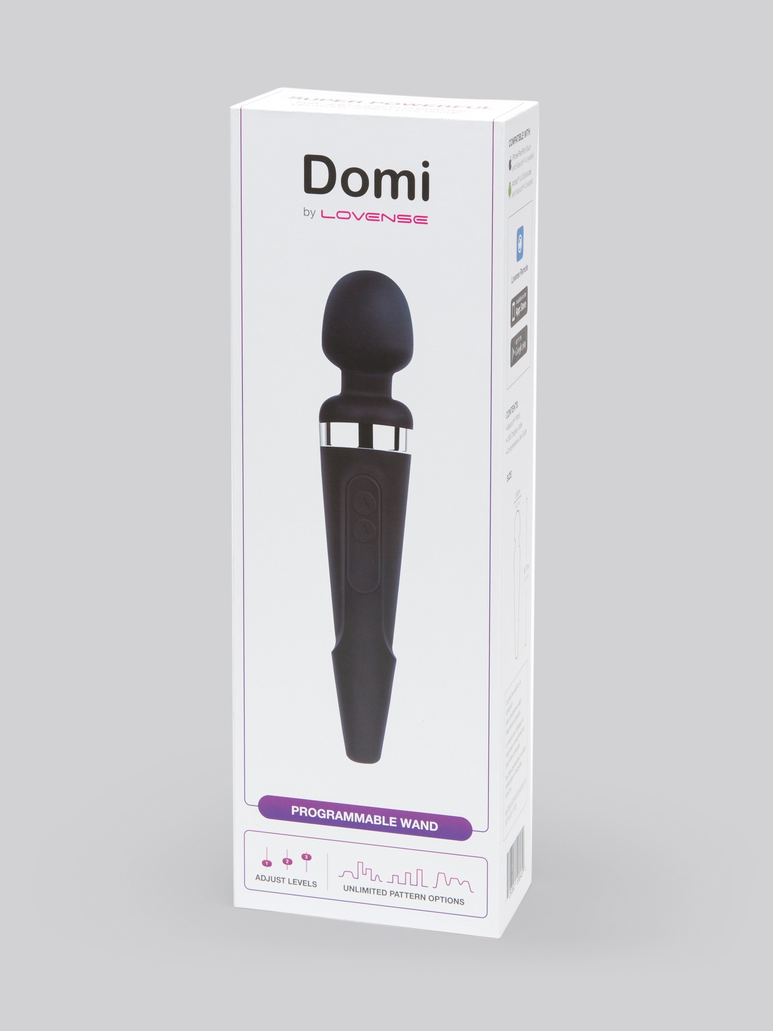 Lovense Domi 2 App Controlled Rechargeable Mini Wand Vibrator, Black, hi-res