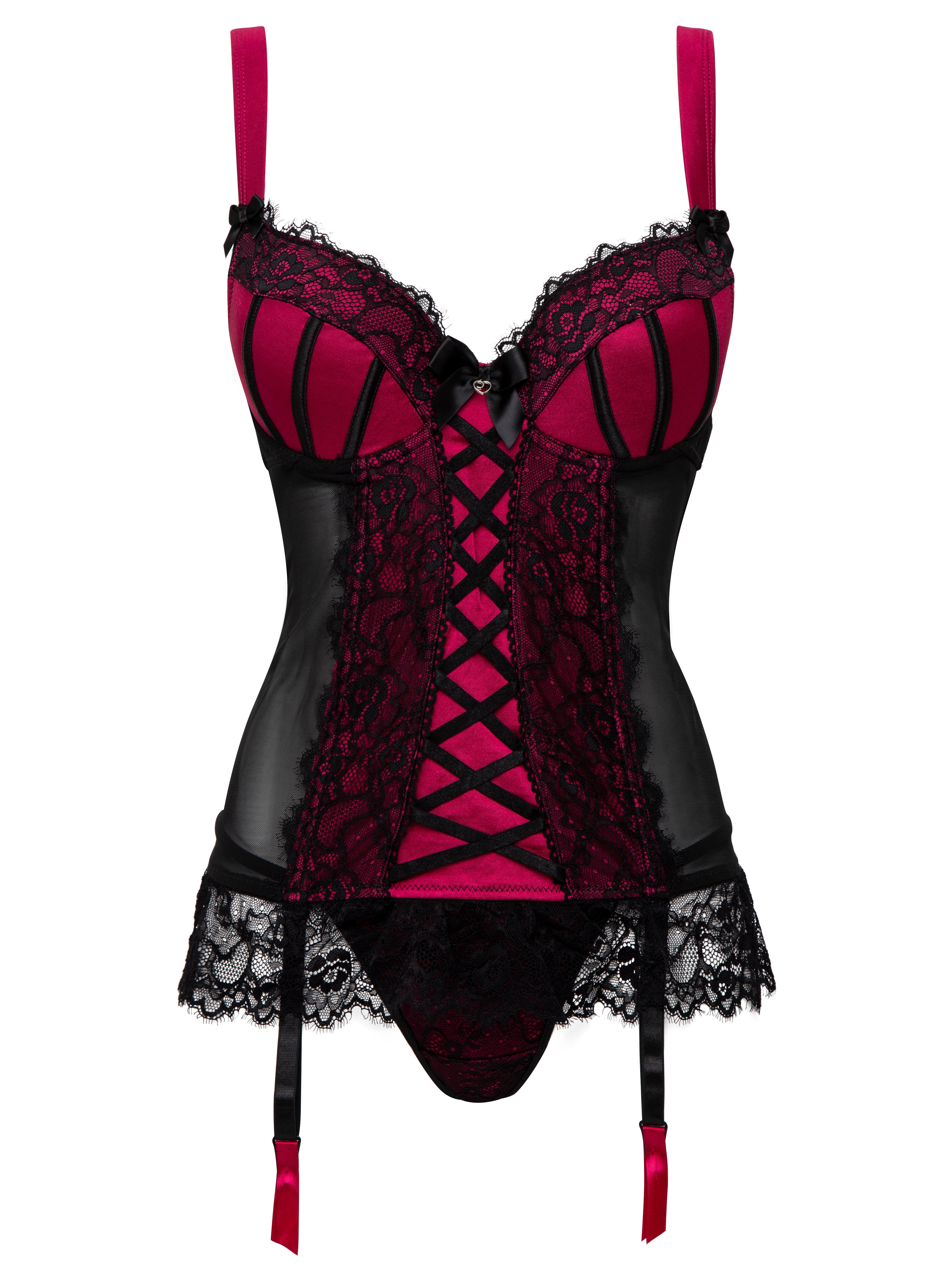 Lovehoney Plus Size Boudoir Belle Cherry Push-Up Basque Set