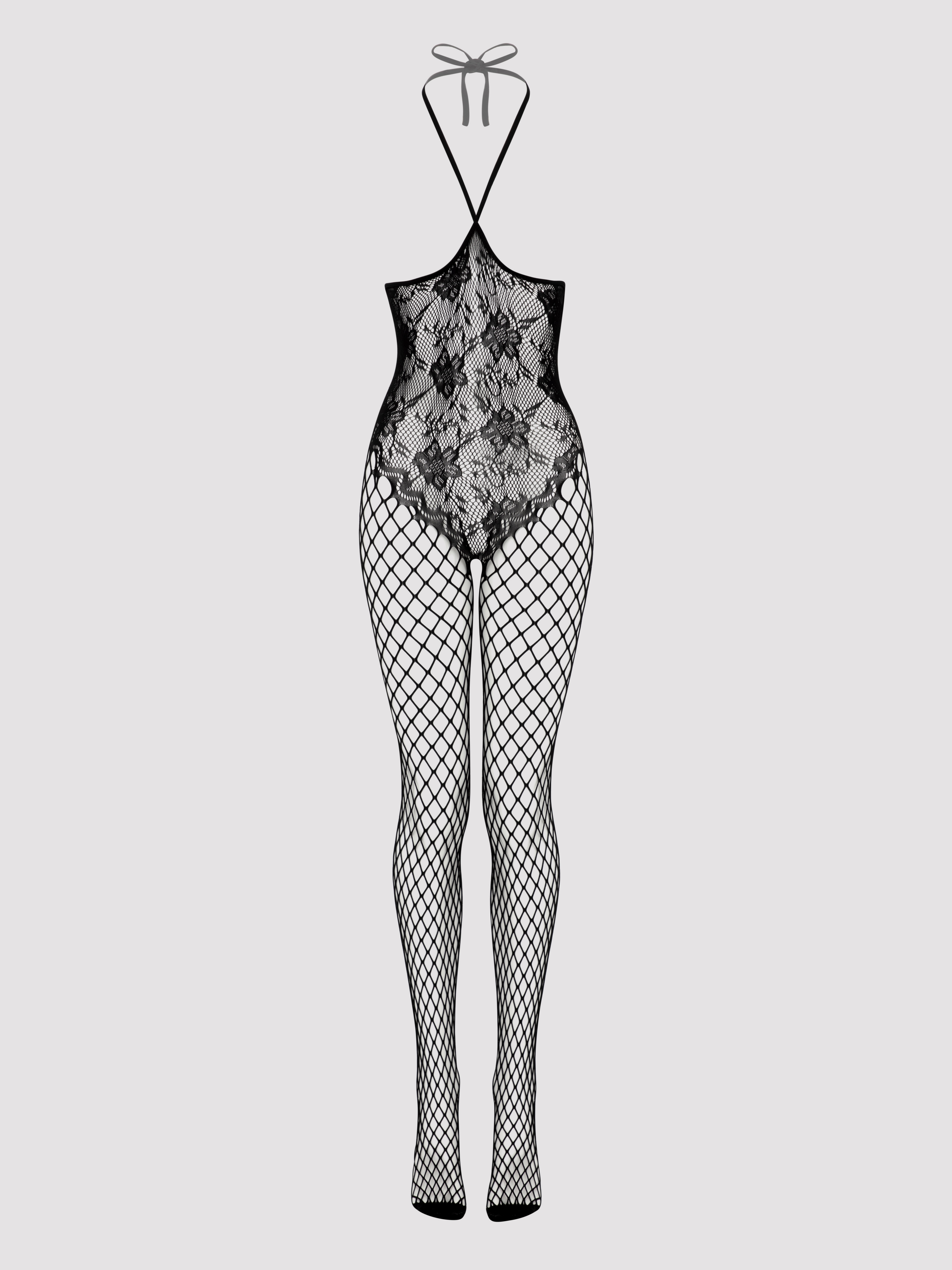 Lovehoney Treasure Chest Fishnet Crotchless Bodystocking, Black, hi-res
