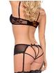 Exposed Bra and Crotchless Suspender Knickers Set, Black, hi-res