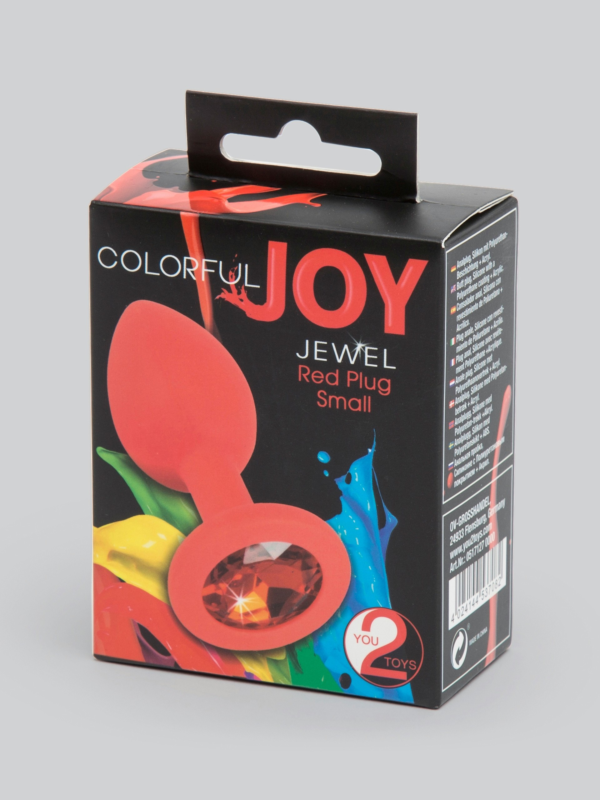 Colorful Joy Jewelled Small Silicone Butt Plug 2.5 Inch, Red, hi-res