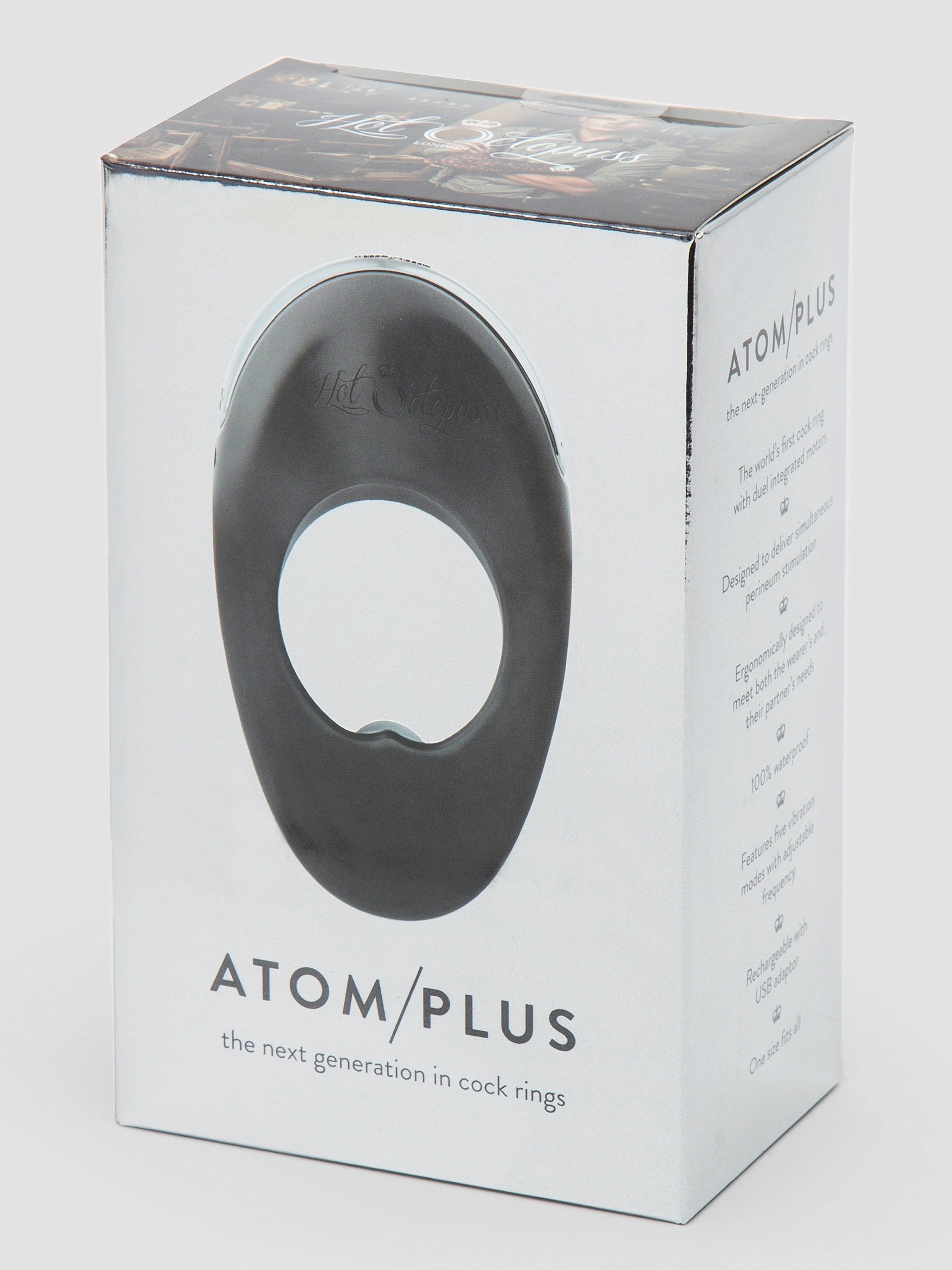 Hot Octopuss ATOM PLUS Dual Motor Rechargeable Vibrating Cock Ring, Black, hi-res