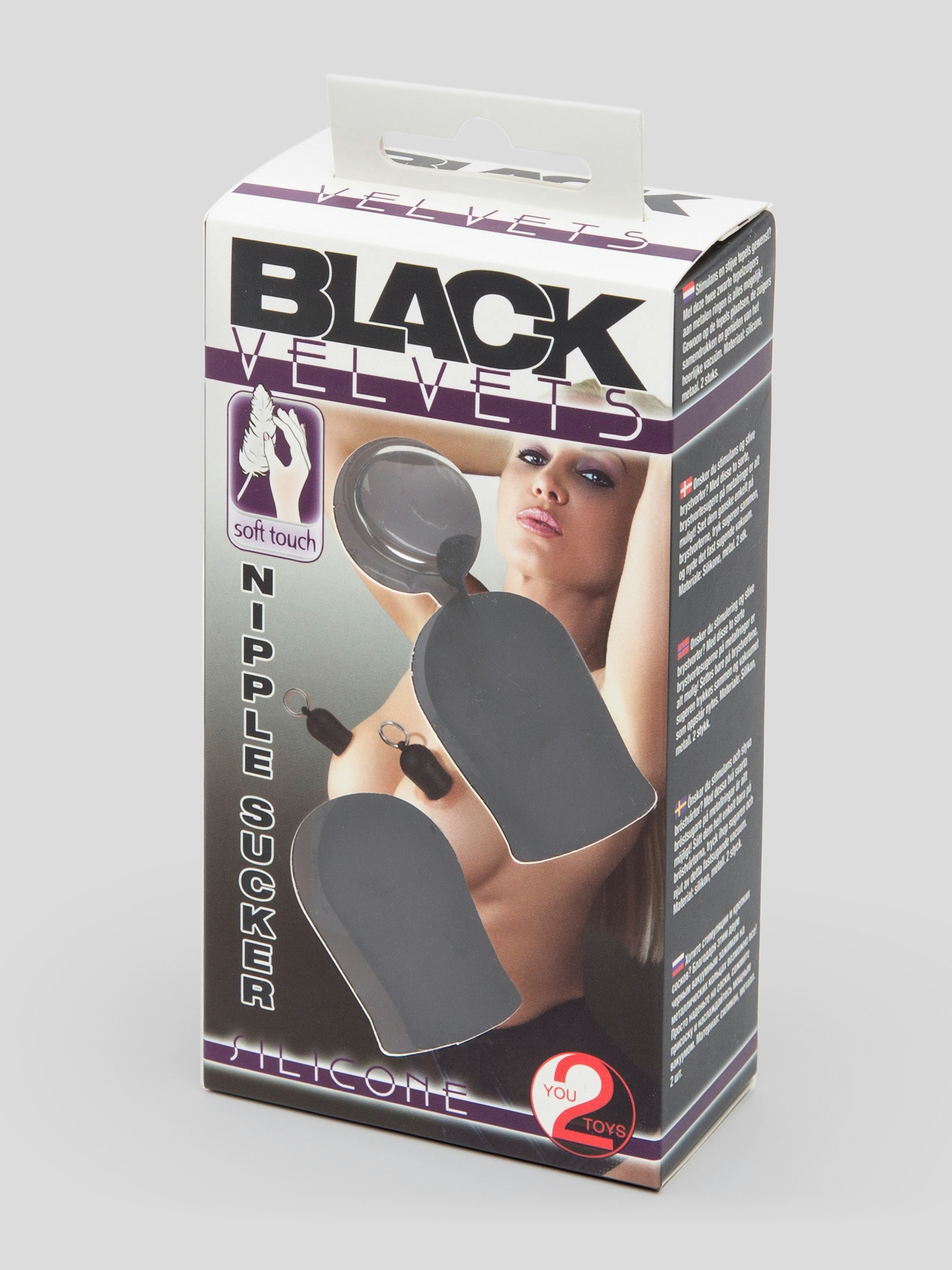 Black Velvets Silicone Nipple Suckers with Rings, Black, hi-res