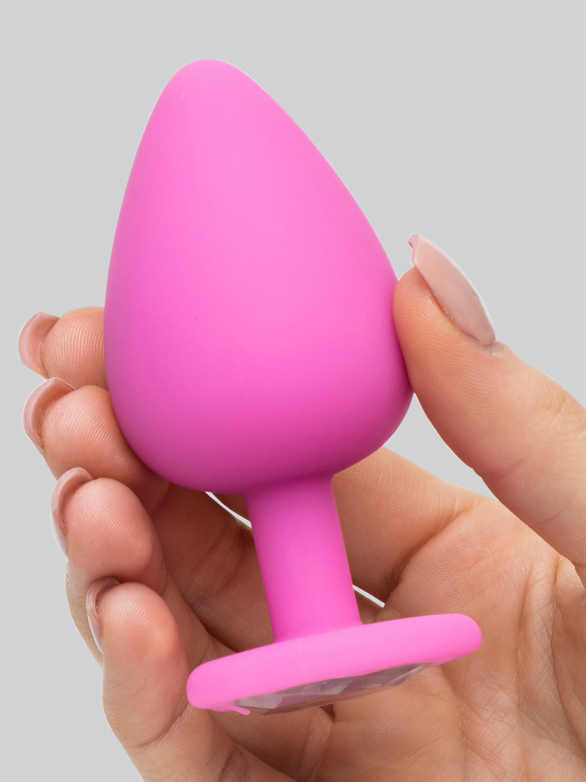 Luxe Jewelled Butt Plug Set with Heart Crystal (3 Piece), Pink, hi-res