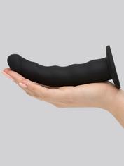 Lovehoney Sensual Waves Silicone Suction Cup Dildo 7 Inch, Black, hi-res