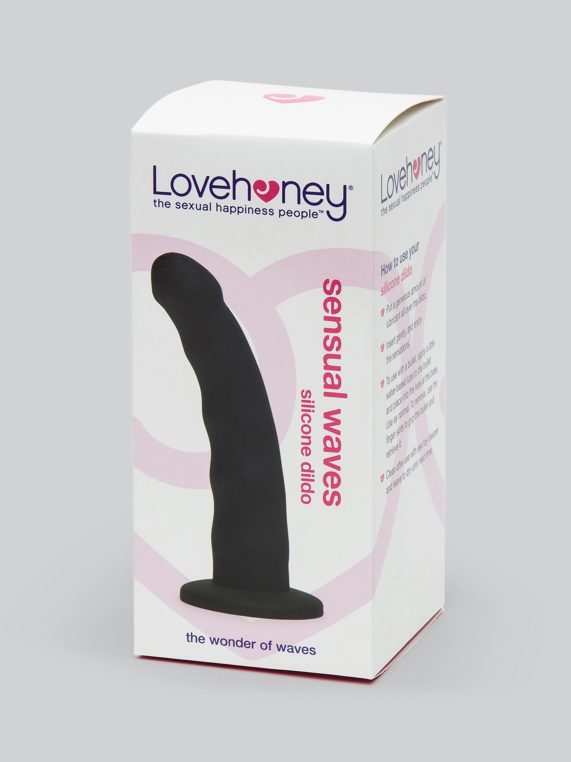 Lovehoney Sensual Waves Silicone Suction Cup Dildo 7 Inch, Black, hi-res