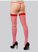 Lovehoney Black and White Striped Stockings, Red, hi-res