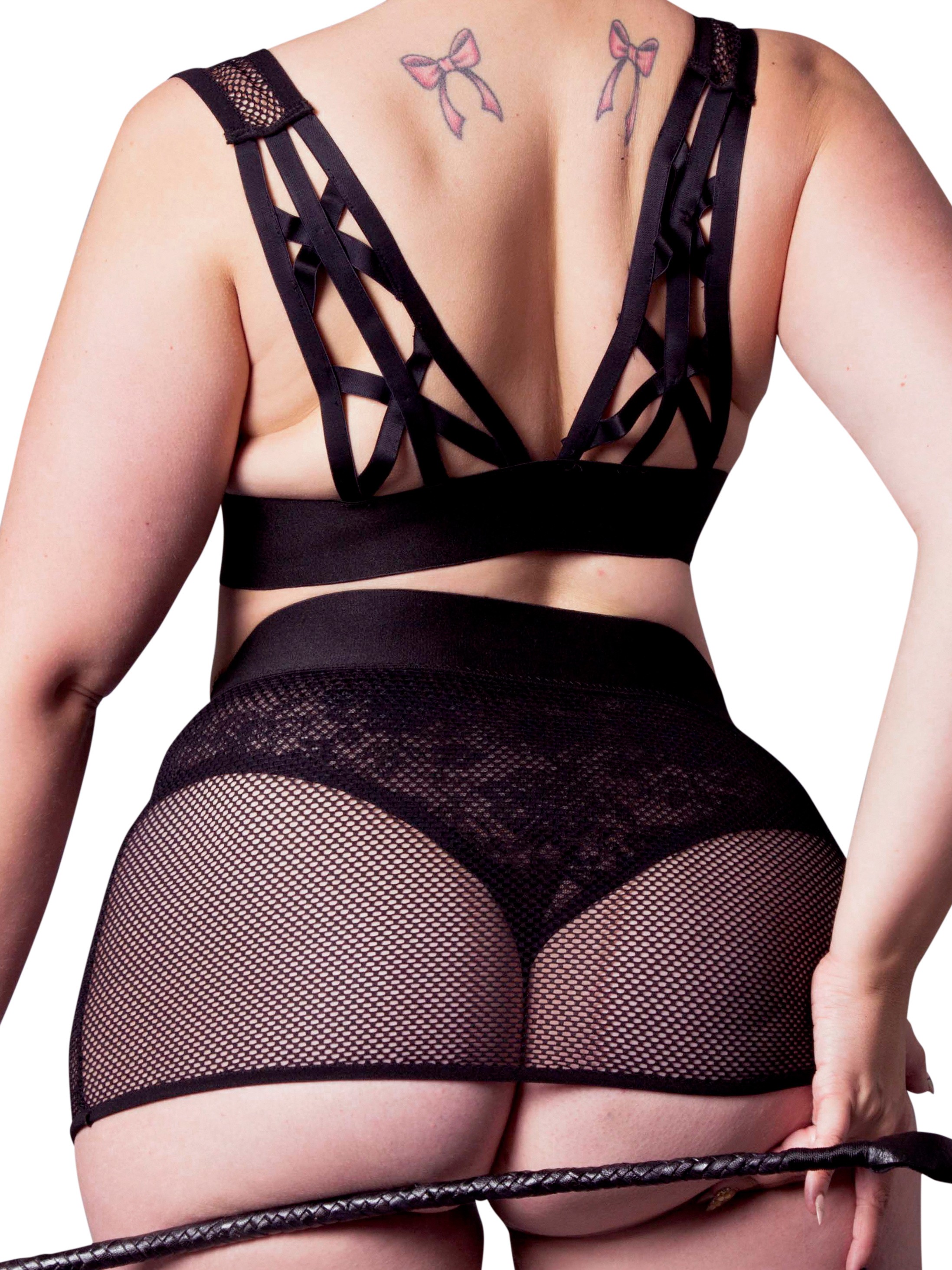 Brand X Dirty Rider Bra and Crotchless Thong Skirt Set, Black, hi-res