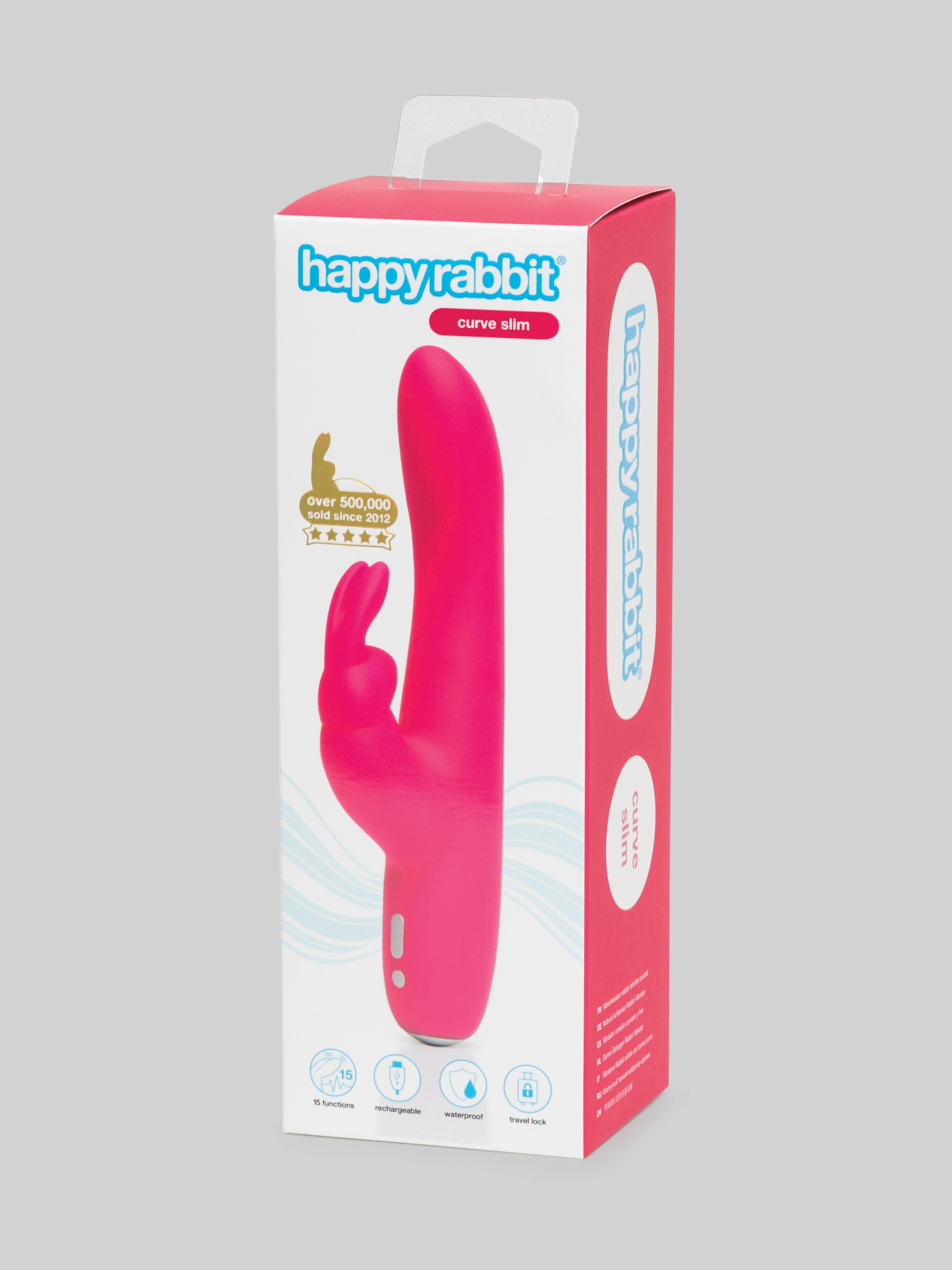 Happy Rabbit Slimline Curve Rechargeable Rabbit Vibrator, Pink, hi-res