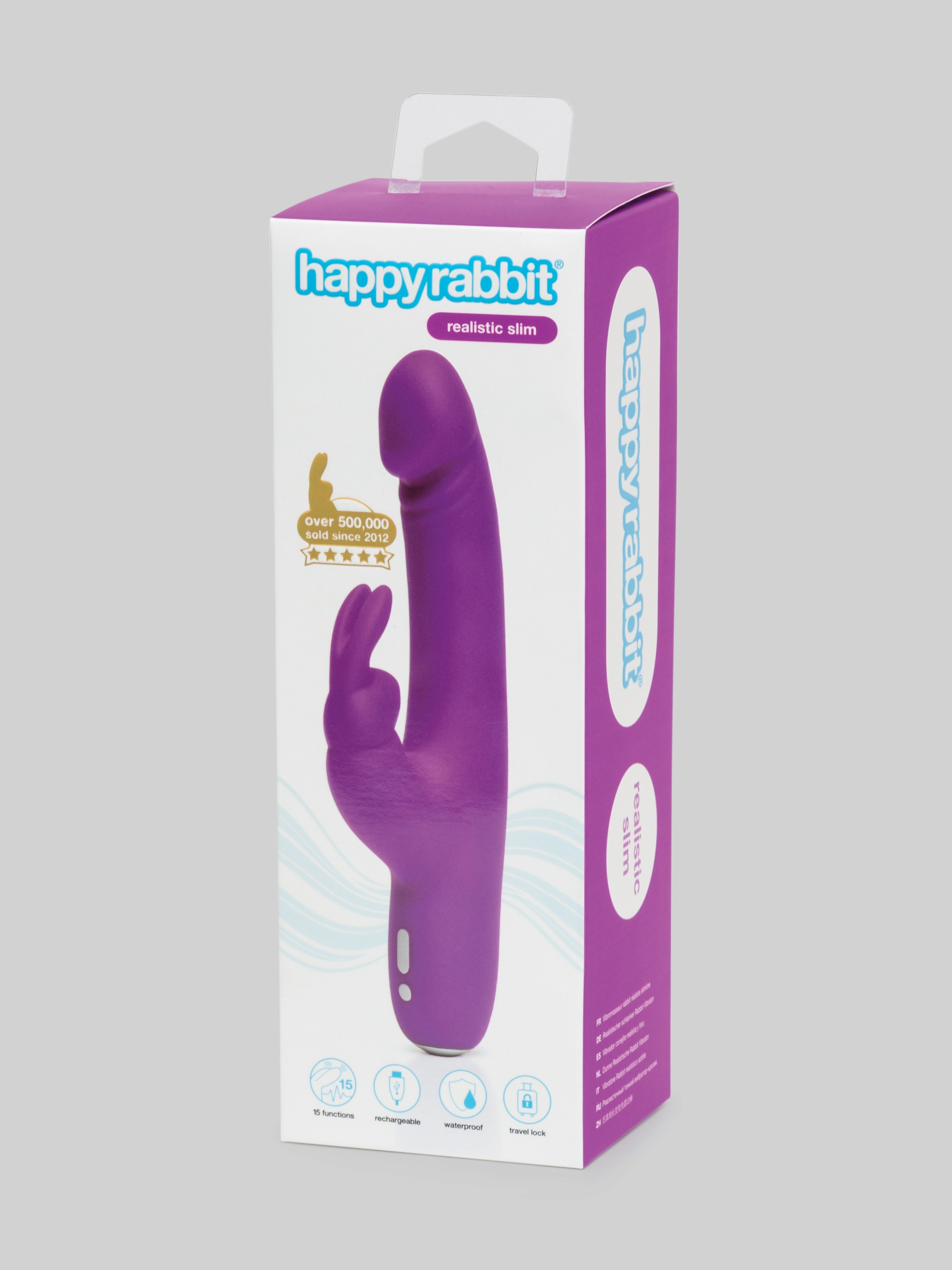 Happy Rabbit Slimline Realistic Rechargeable Rabbit Vibrator, Purple, hi-res