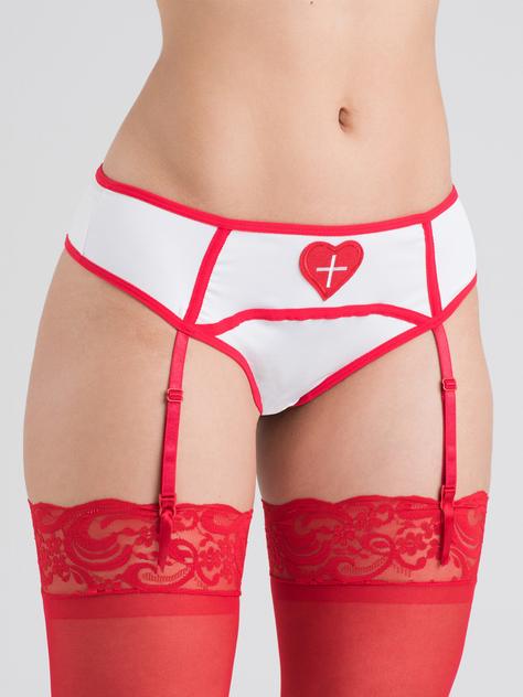 Lovehoney Fantasy White Sexy Nurse Suspender Thong, White, hi-res