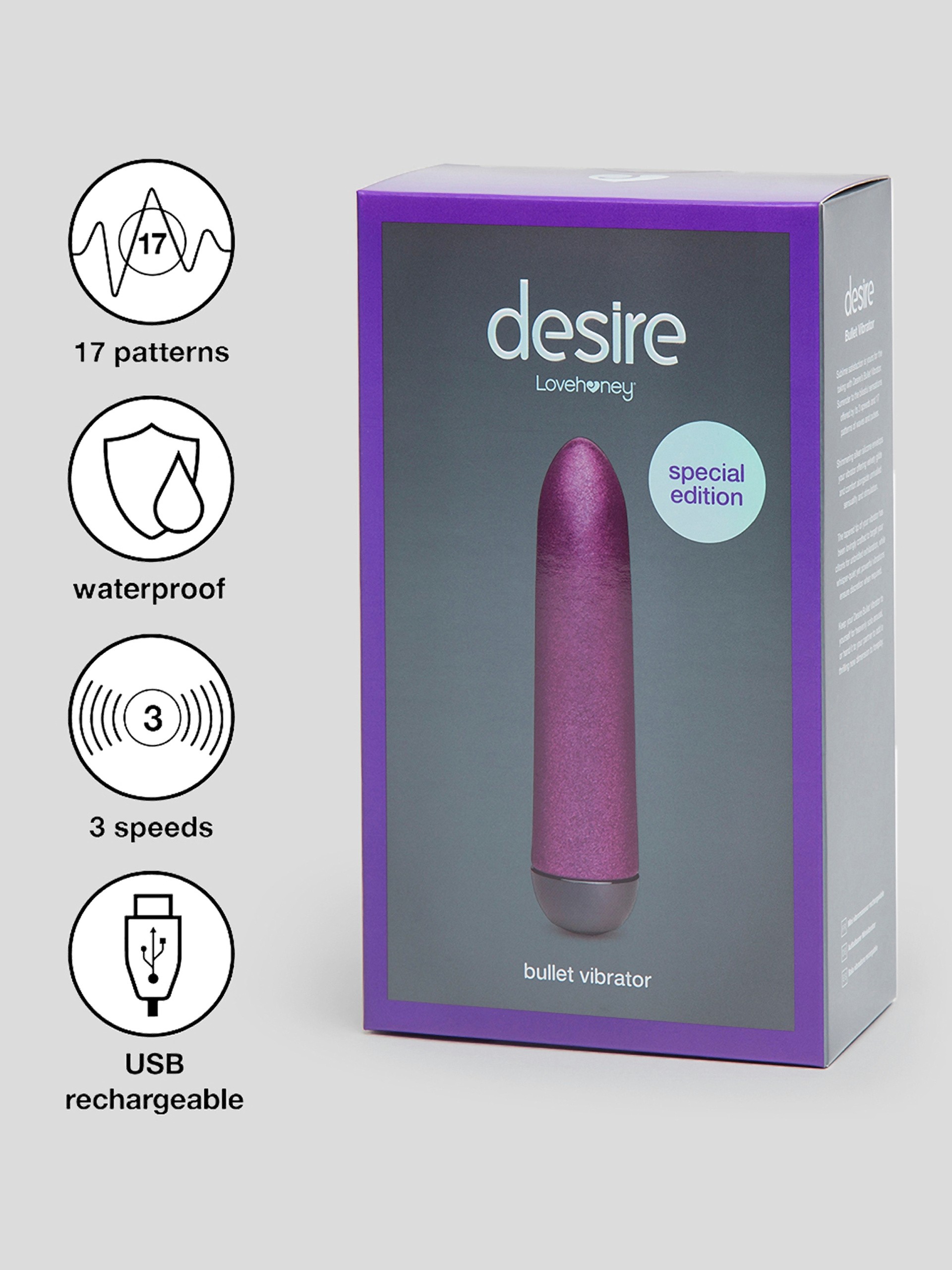 Desire Luxury Rechargeable Mini Vibrator, Purple, hi-res
