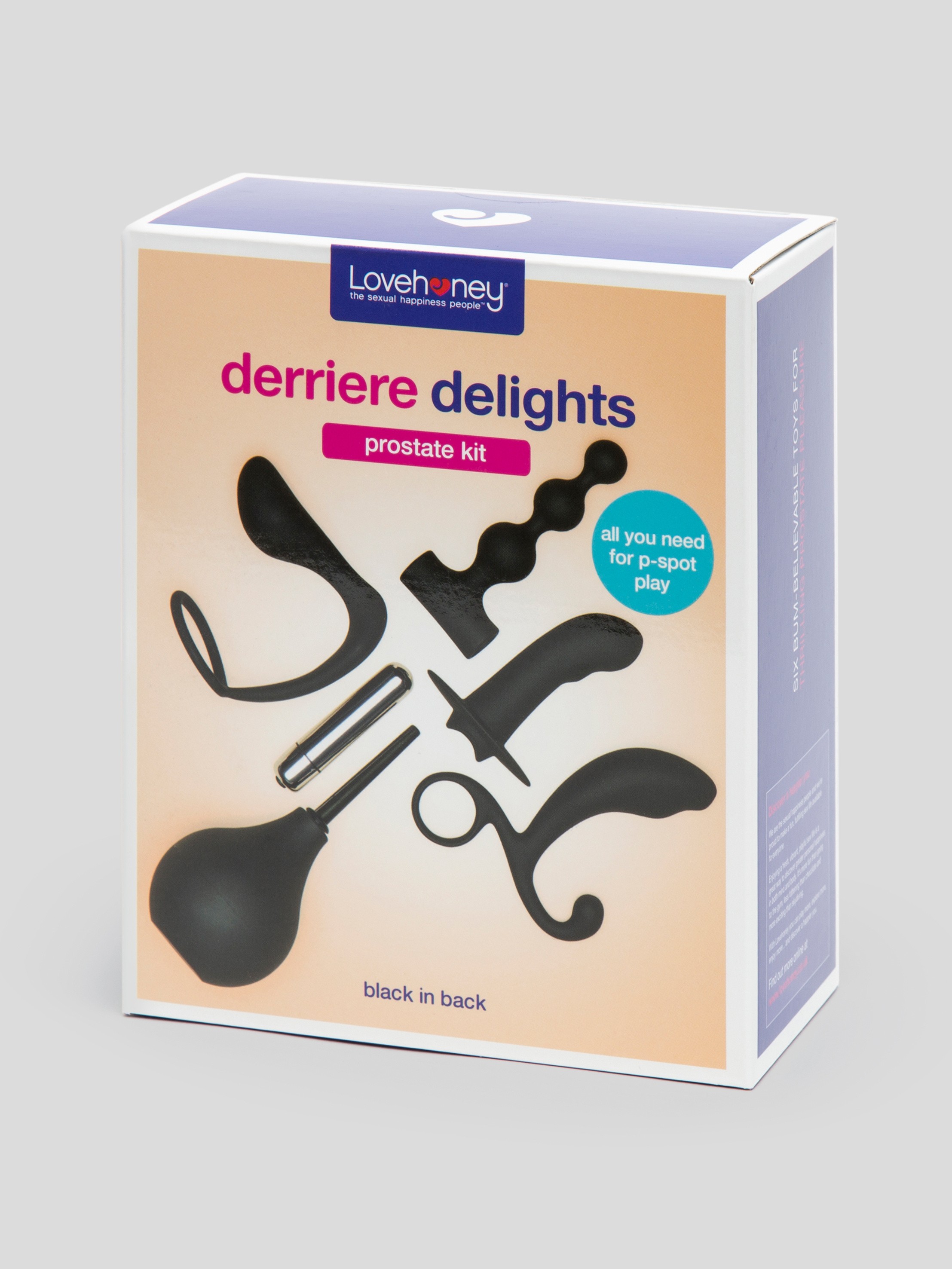Lovehoney Derri&egrave;re Delights Prostate Massager Kit (6 Piece), Black, hi-res